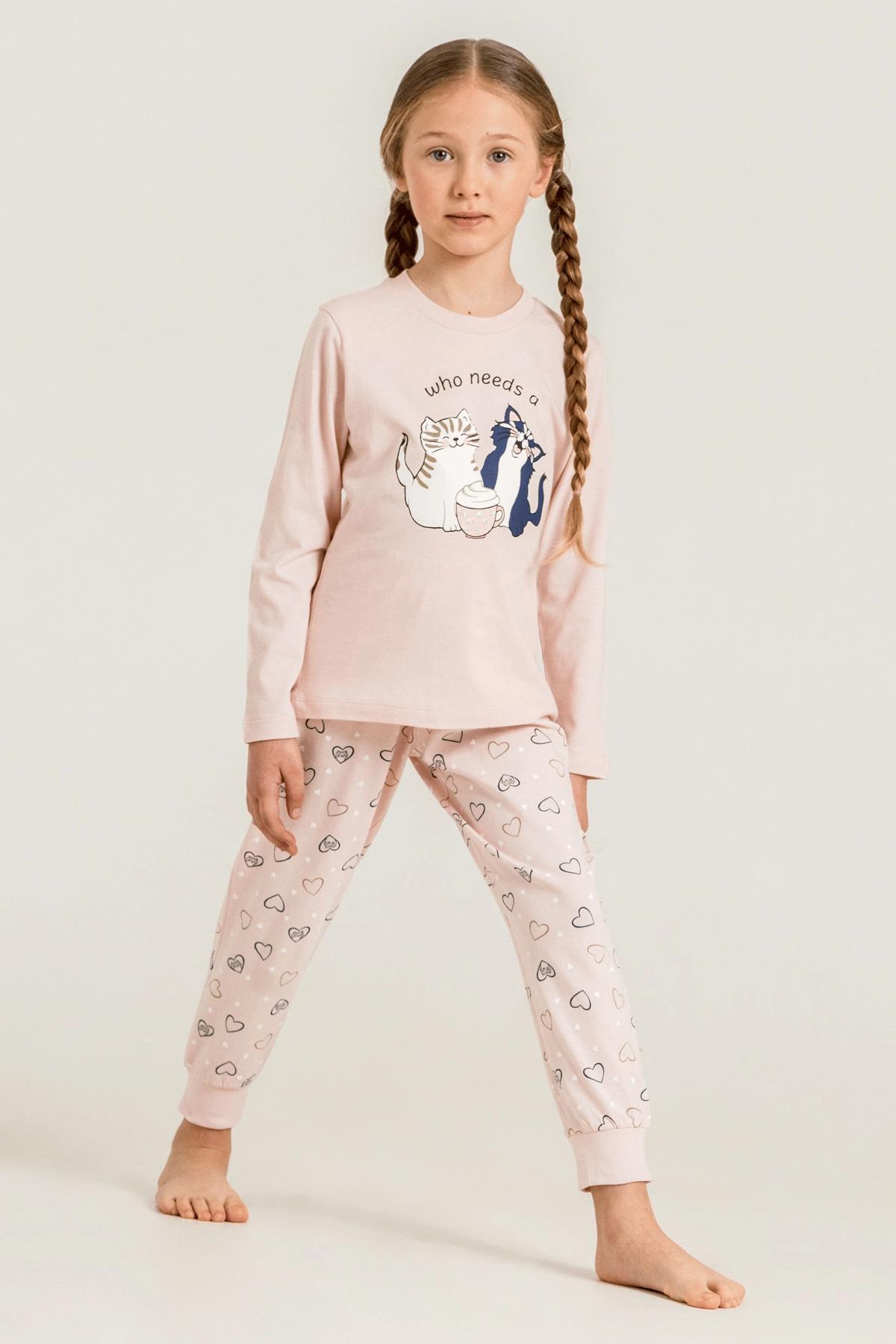Rolypoly Rp3902-G  Kız Çocuk Uzun Kol Pijama Takım