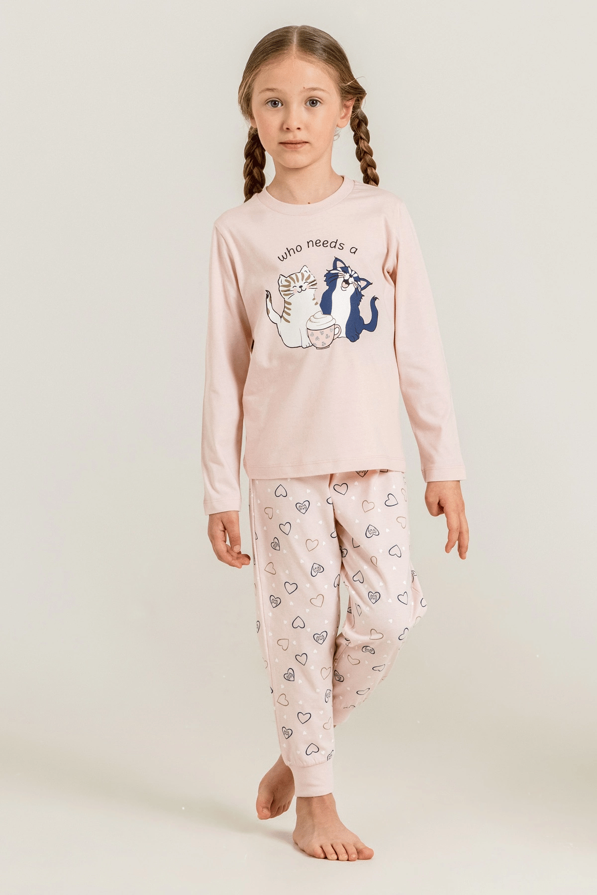 Rolypoly Rp3902-G  Kız Çocuk Uzun Kol Pijama Takım