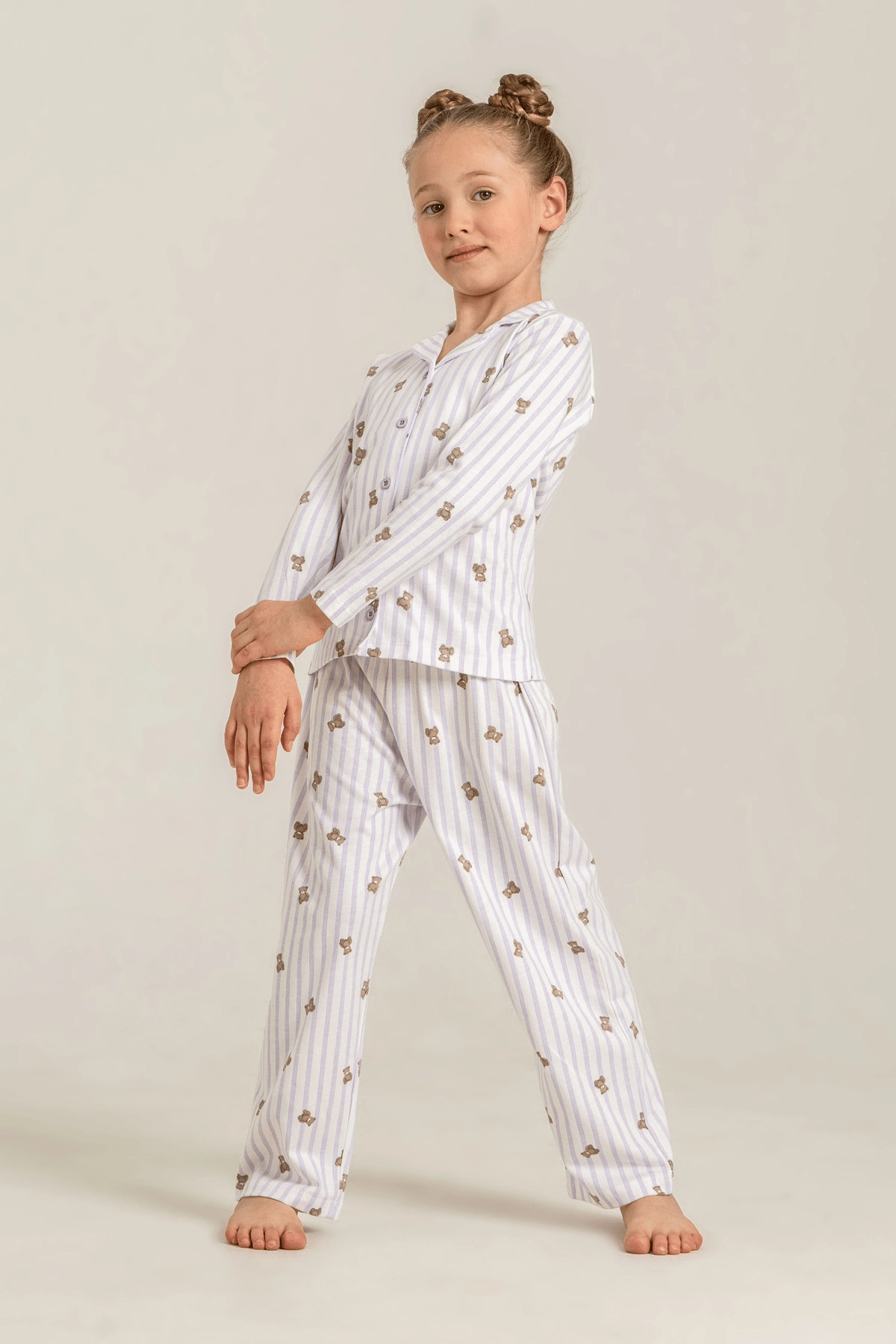 Rolypoly Rp3913-G  Kız Çocuk Gömlek Pijama Takım