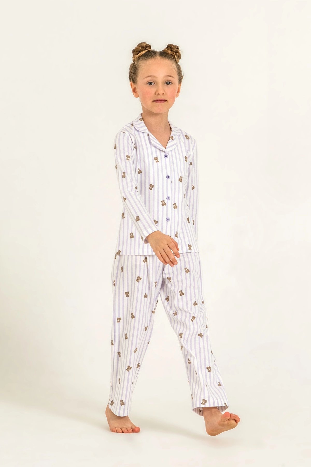 Rolypoly Rp3913-G  Kız Çocuk Gömlek Pijama Takım