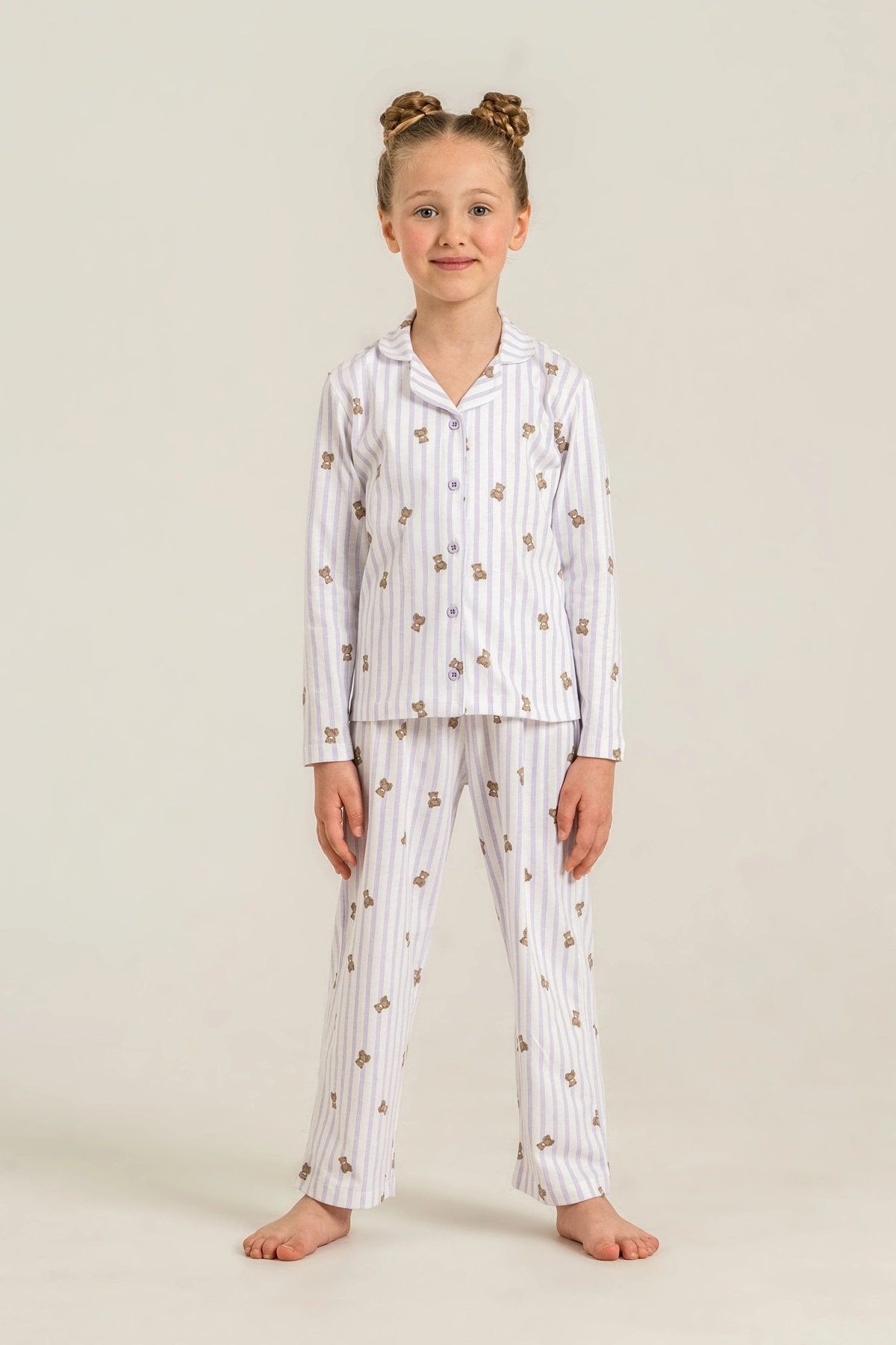 Rolypoly Rp3913-G  Kız Çocuk Gömlek Pijama Takım