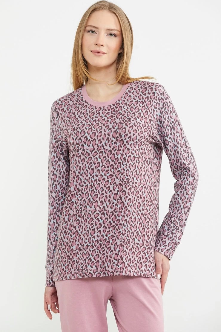 Sementa 76413 Rahat Kalıp Leopar Kombinli Pijama Takım