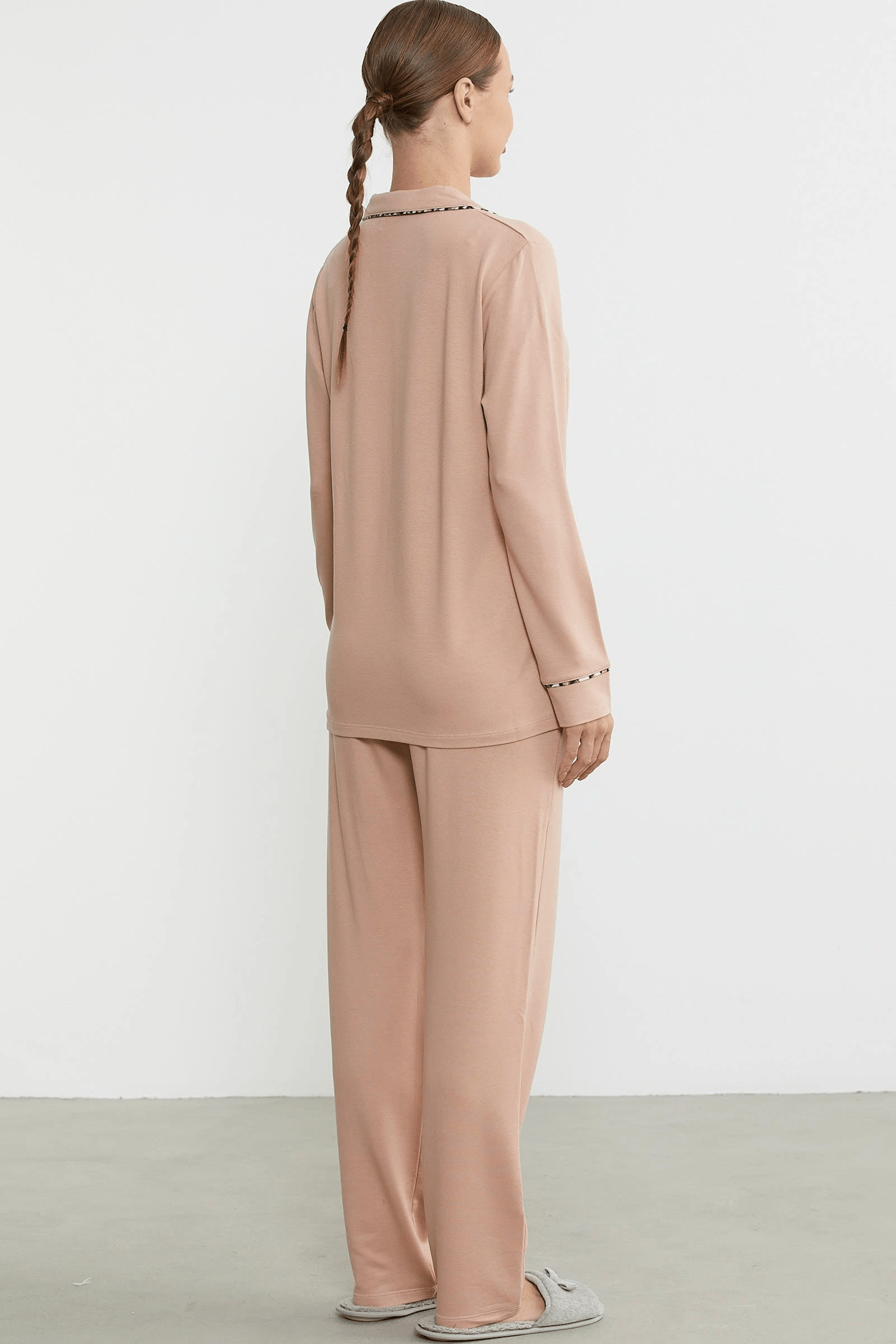 Sementa 76444 Düz Renk Gömlek Model Pijama Takım
