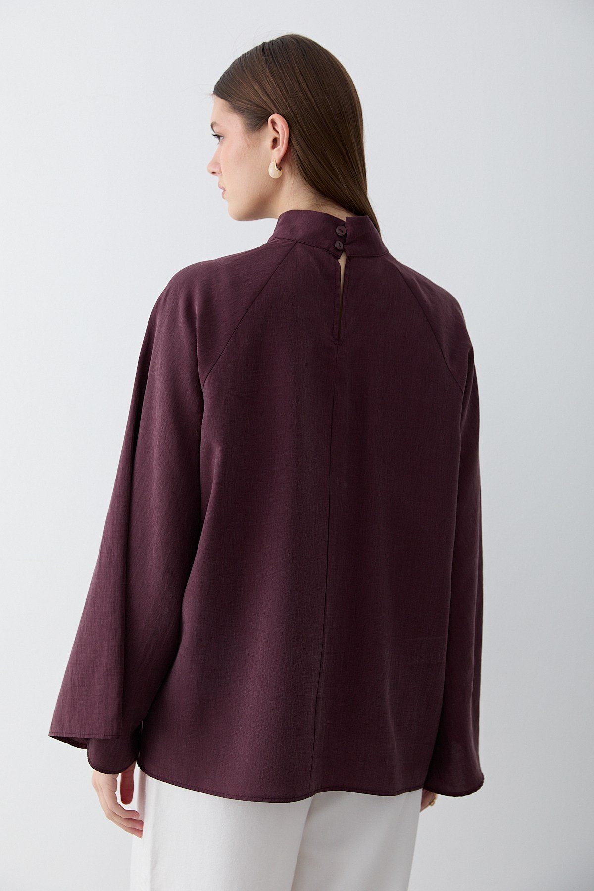 Kadın Hakim Yaka Pelerin Kollu Oversize Bluz