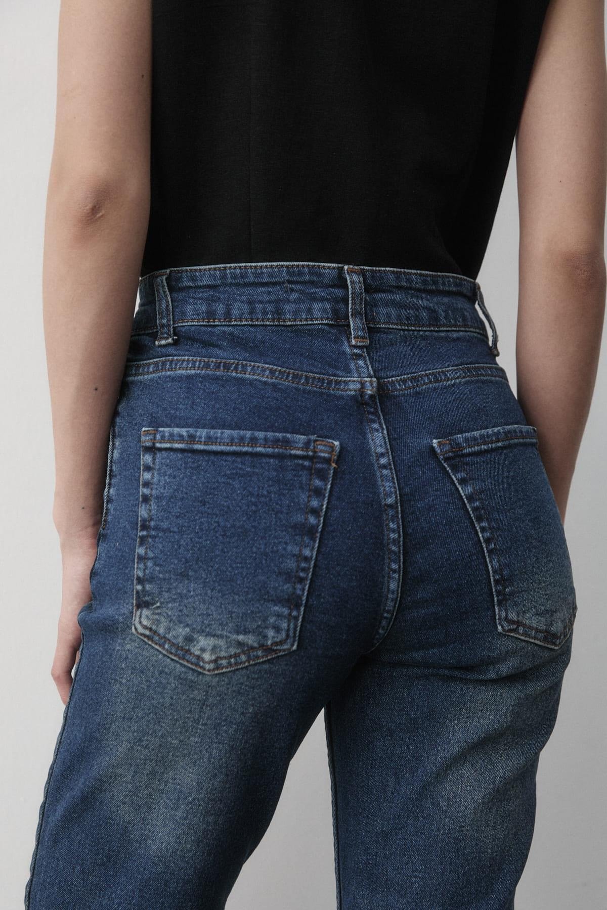Kadın Yüksek Bel Jean Pantolon TİNT MAVİ