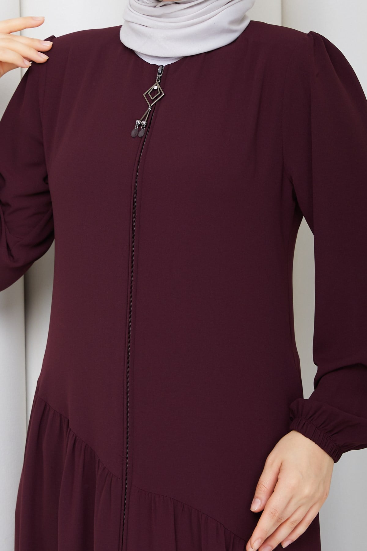 ASİMETRİK KESİM FERACE / Bordo