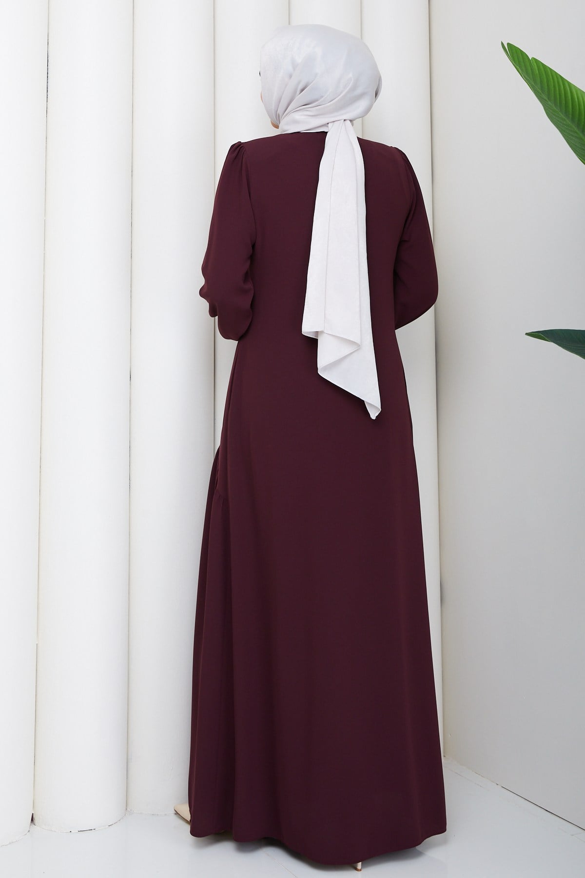 ASİMETRİK KESİM FERACE / Bordo