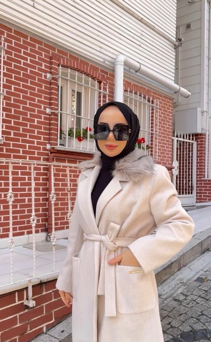 BELDEN BAĞLAMALI KAŞE / Bej