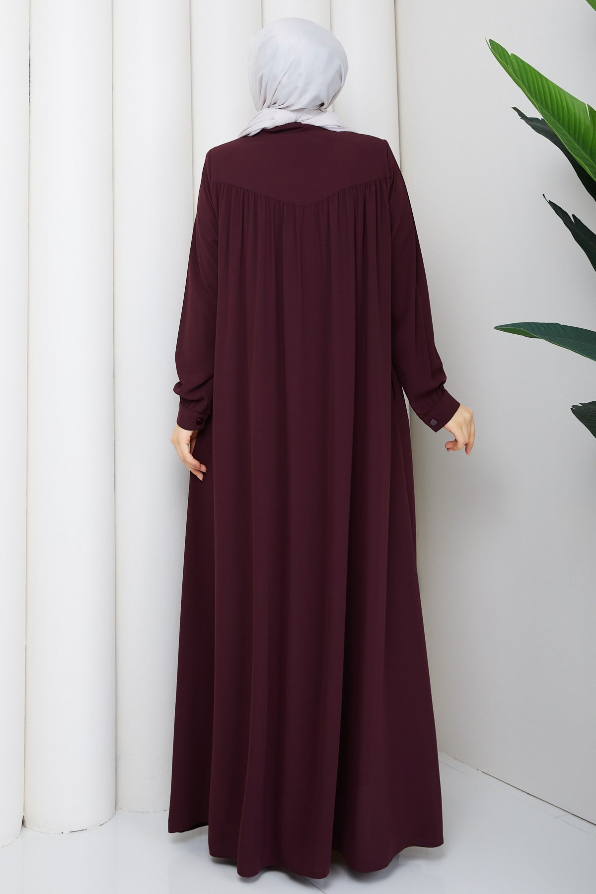 DÜĞMELİ FERACE / Bordo