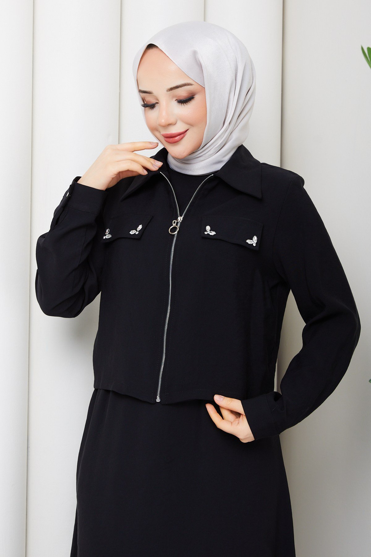 JİLELİ ELBİSE TAKIM / Siyah