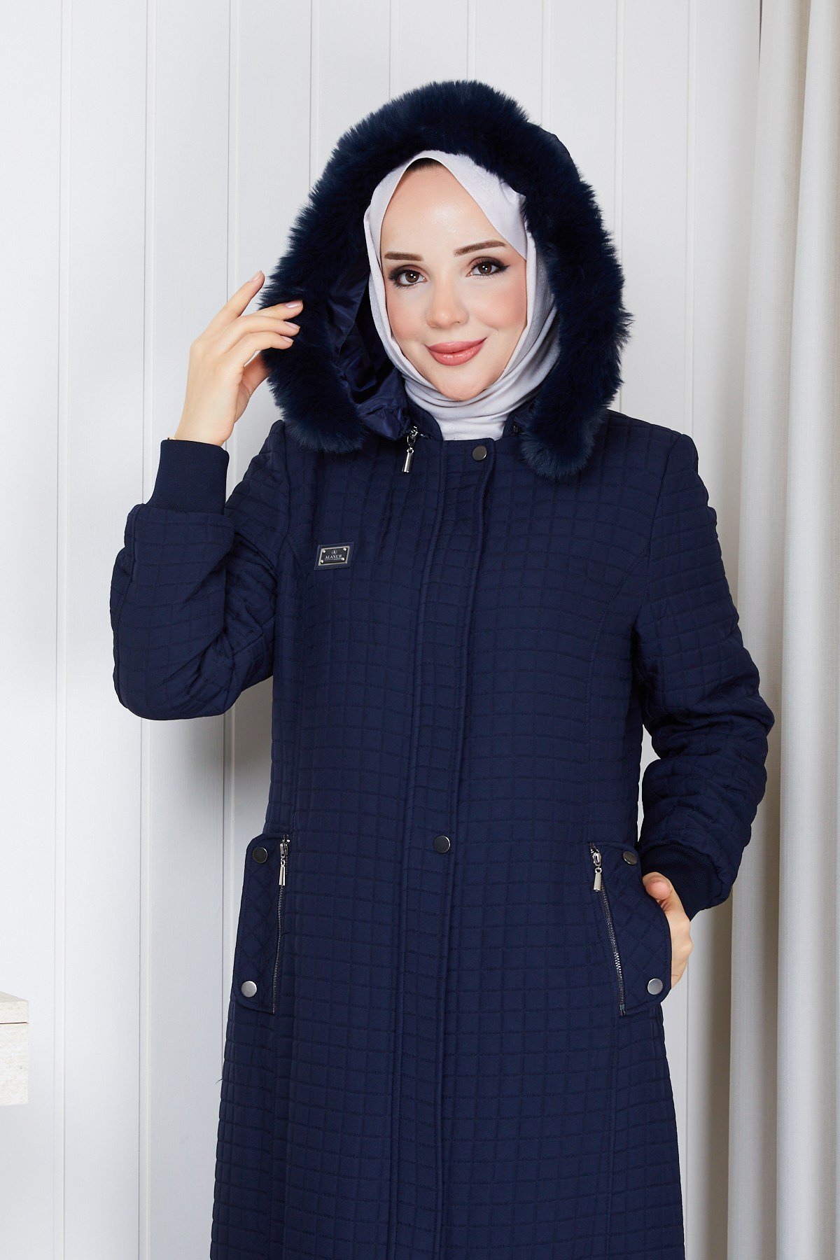 KARE DESENLİ KAPŞONLU KAPİTONE / Camel