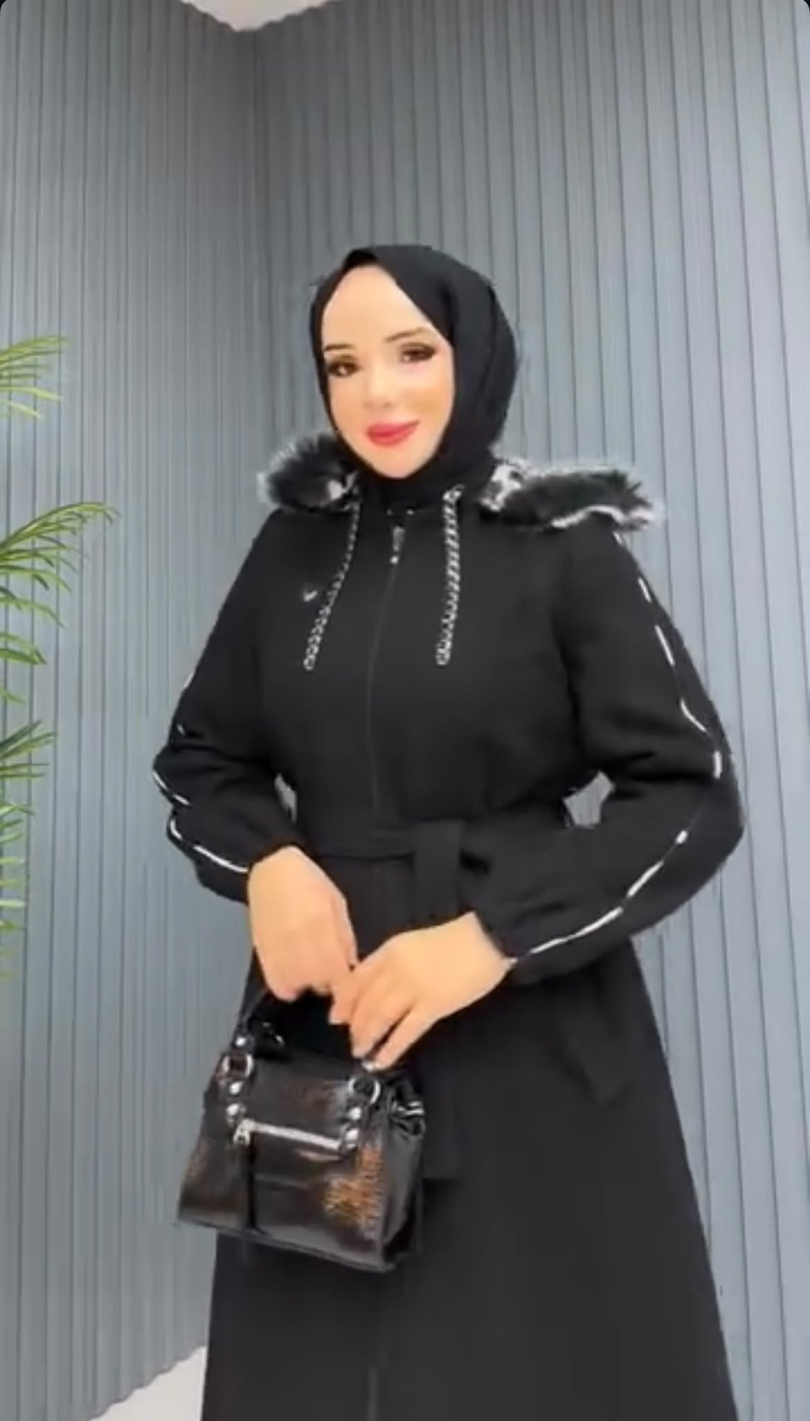 LEOPARLI UZUN KAŞE / Siyah