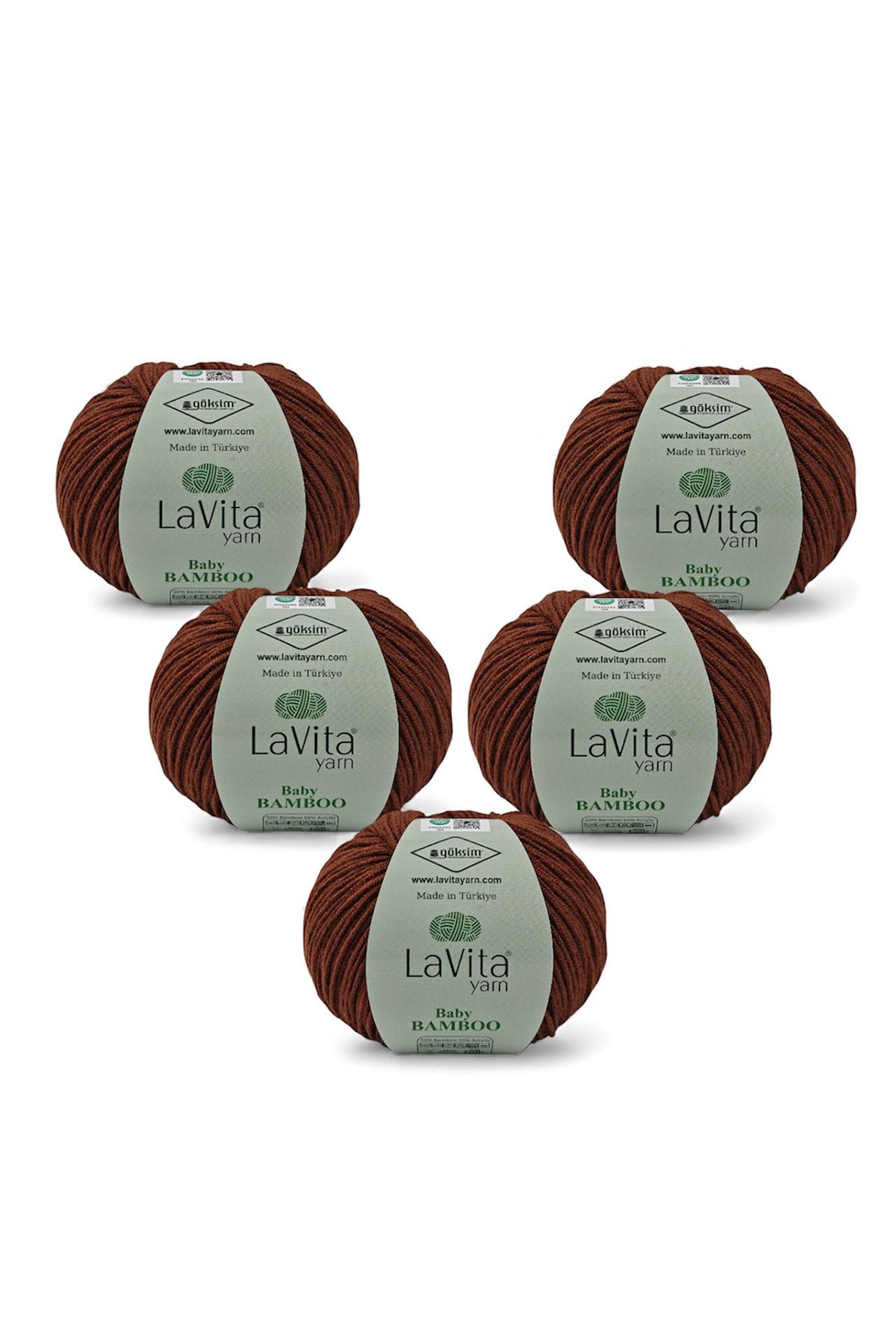 Baby Bamboo El Örgü İpi %50 Bambu %50 Akrilik 250gr 5 ADET (7230 KAHVE)