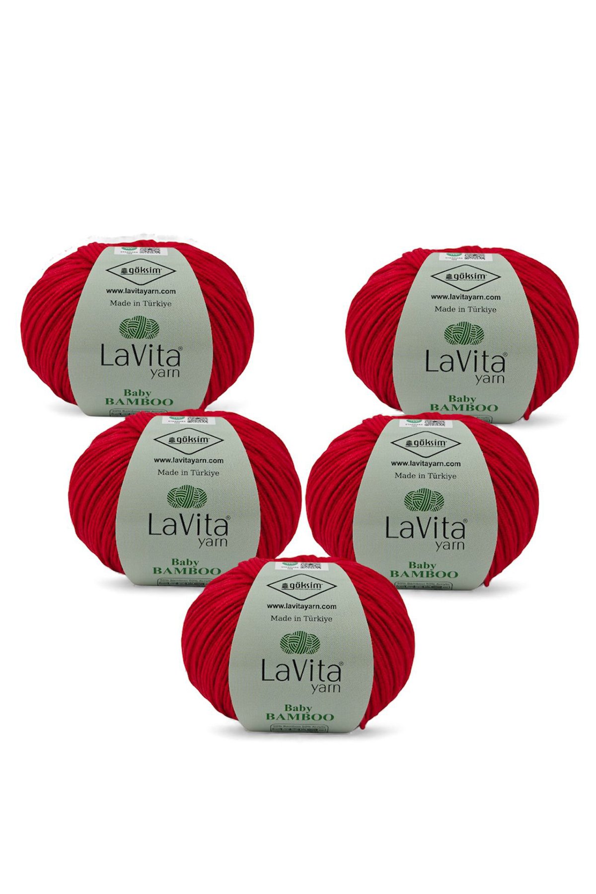 Baby Bamboo El Örgü İpi %50 Bambu %50 Akrilik 250gr 5 ADET (0136 KIRMIZI)