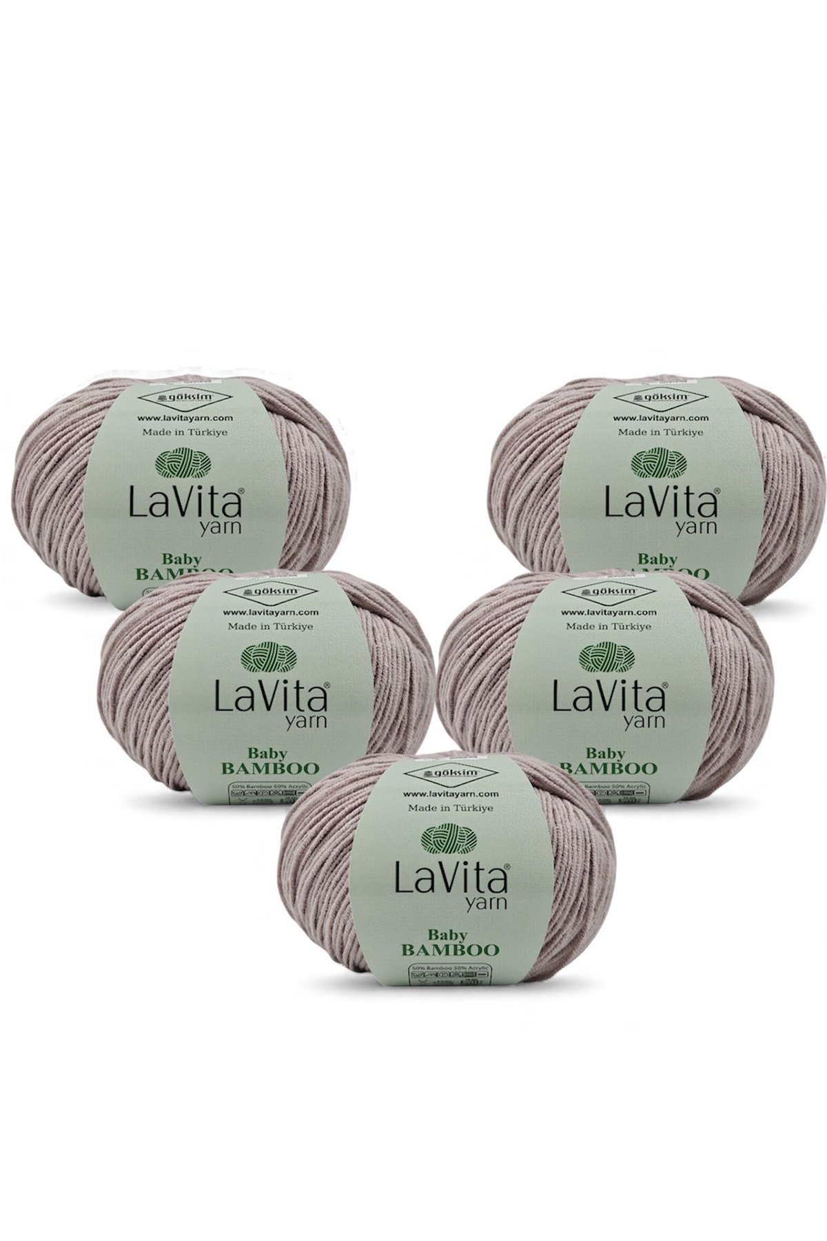 Baby Bamboo El Örgü İpi %50 Bambu %50 Akrilik 250gr 5 ADET (4162 LİLA GRİ)