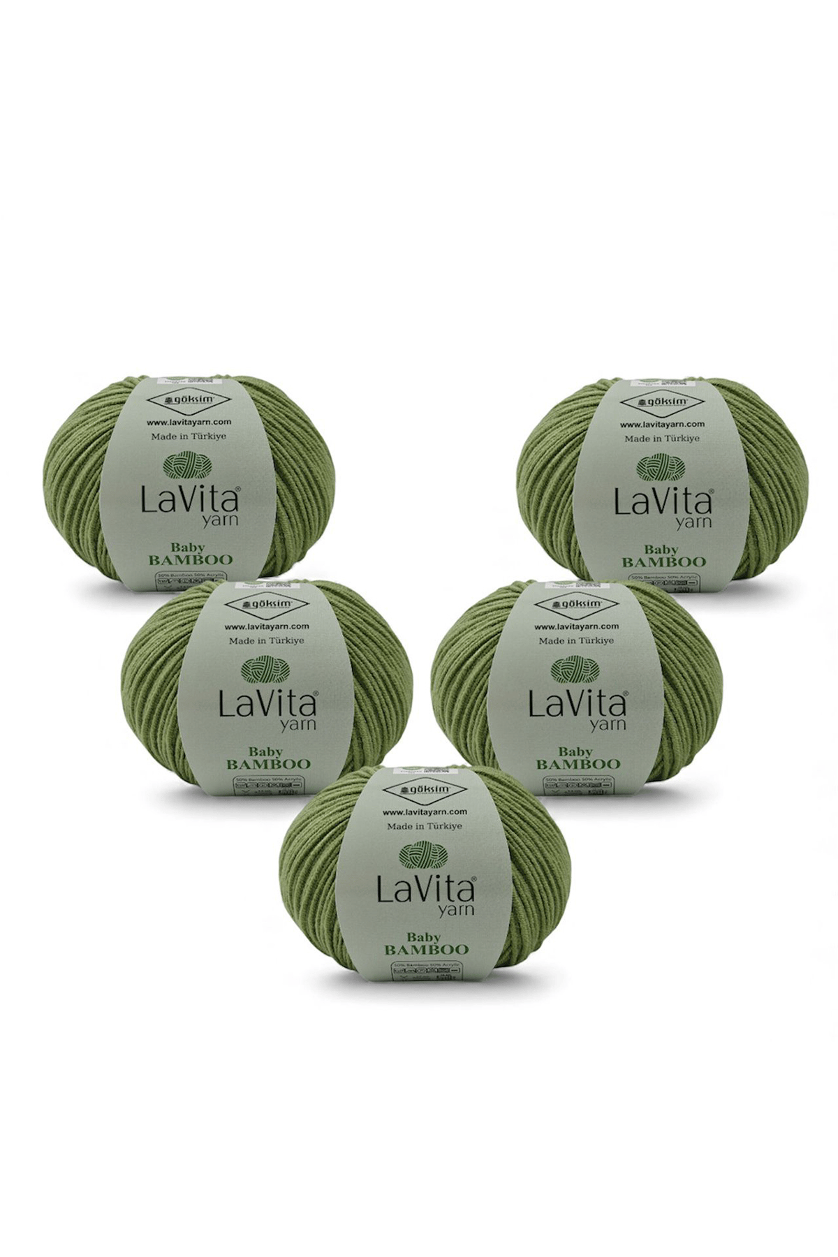 Baby Bamboo El Örgü İpi %50 Bambu %50 Akrilik 250gr 5 ADET (8163 AÇIK ÇİMEN)
