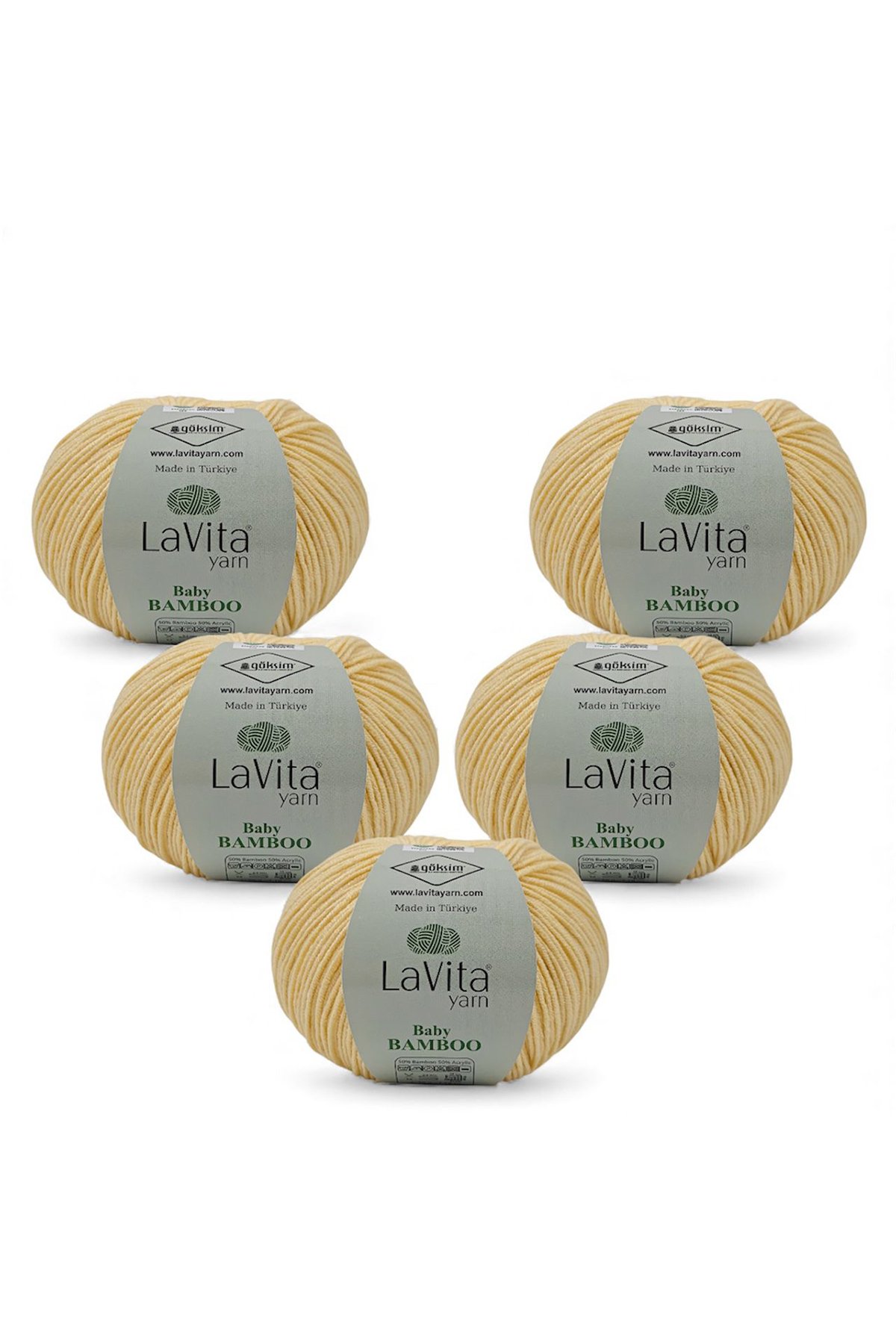 Baby Bamboo El Örgü İpi %50 Bambu %50 Akrilik 250gr 5 ADET (2031 BEBE SARI)