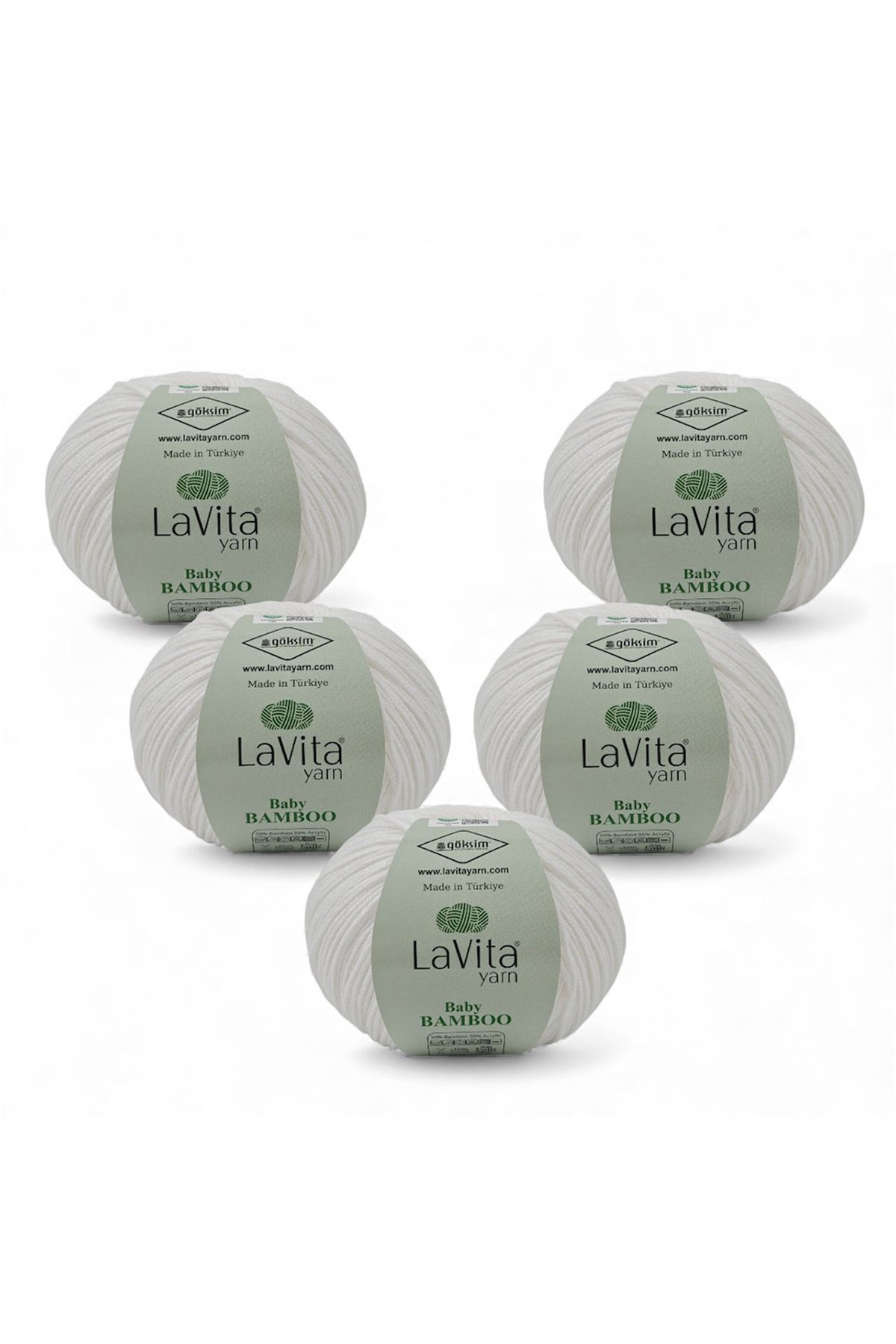Baby Bamboo El Örgü İpi %50 Bambu %50 Akrilik 250gr 5 ADET (9501 OPTİK)