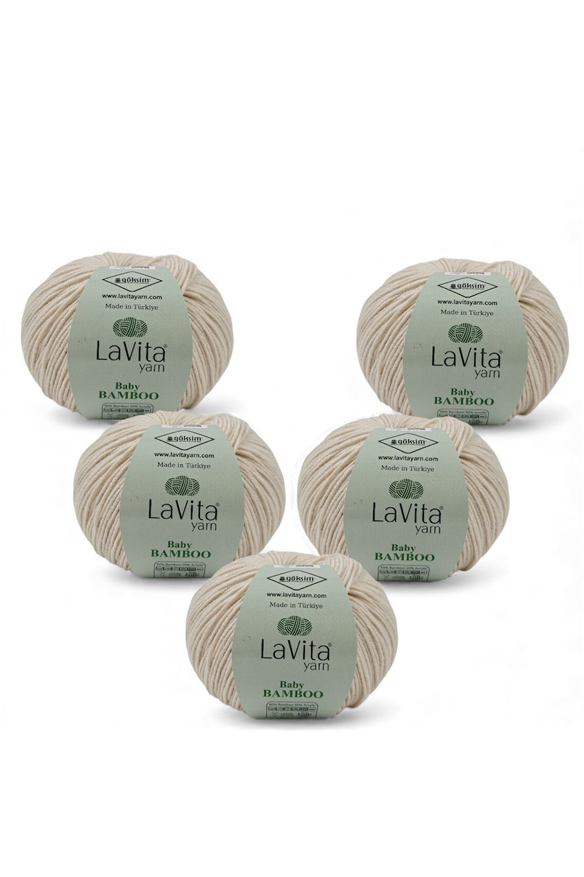 Baby Bamboo El Örgü İpi %50 Bambu %50 Akrilik 250gr 5 ADET (1066 KREM)