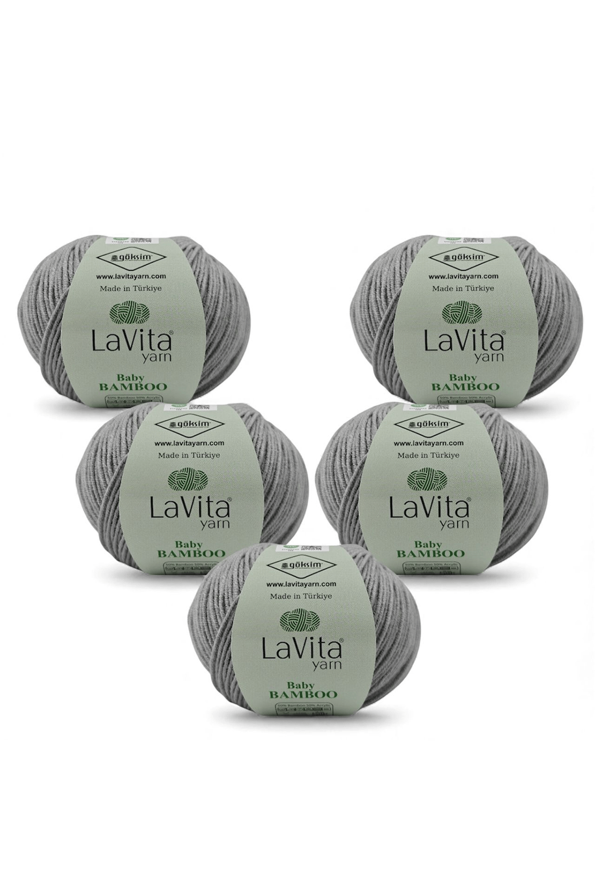Baby Bamboo El Örgü İpi %50 Bambu %50 Akrilik 250gr 5 ADET (6041 GRİ)