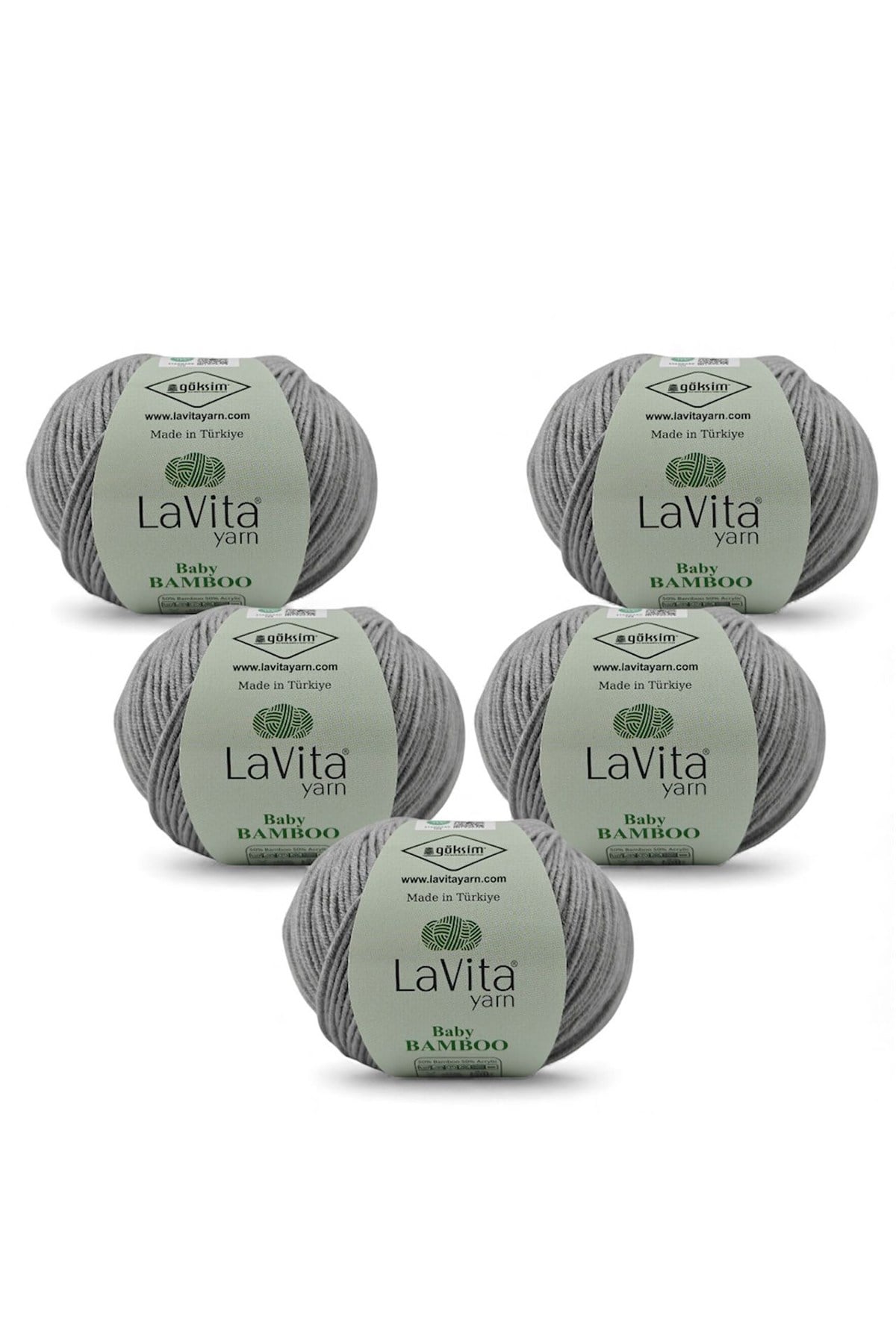 Baby Bamboo El Örgü İpi %50 Bambu %50 Akrilik 250gr 5 ADET (6041 GRİ)