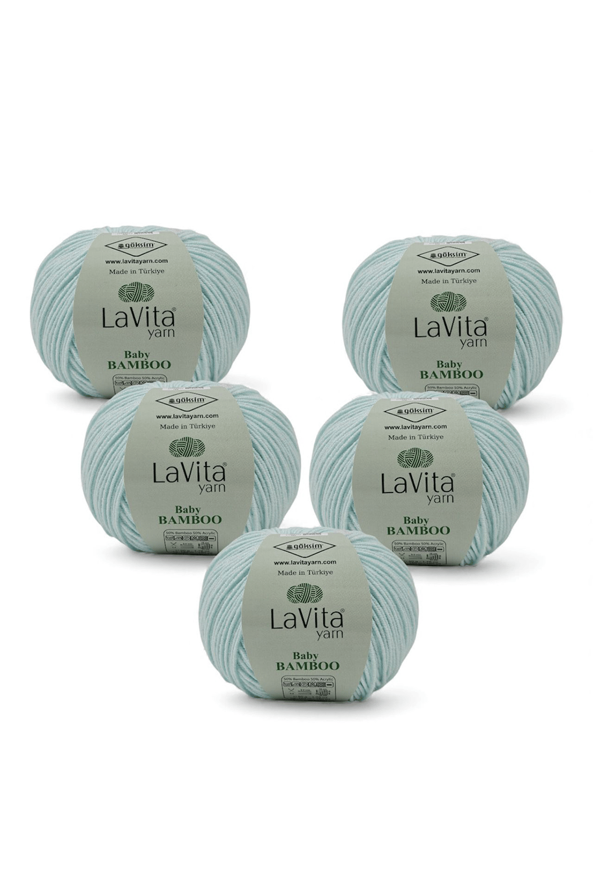 Baby Bamboo El Örgü İpi %50 Bambu %50 Akrilik 250gr 5 ADET (5314 AÇIK MİNT)