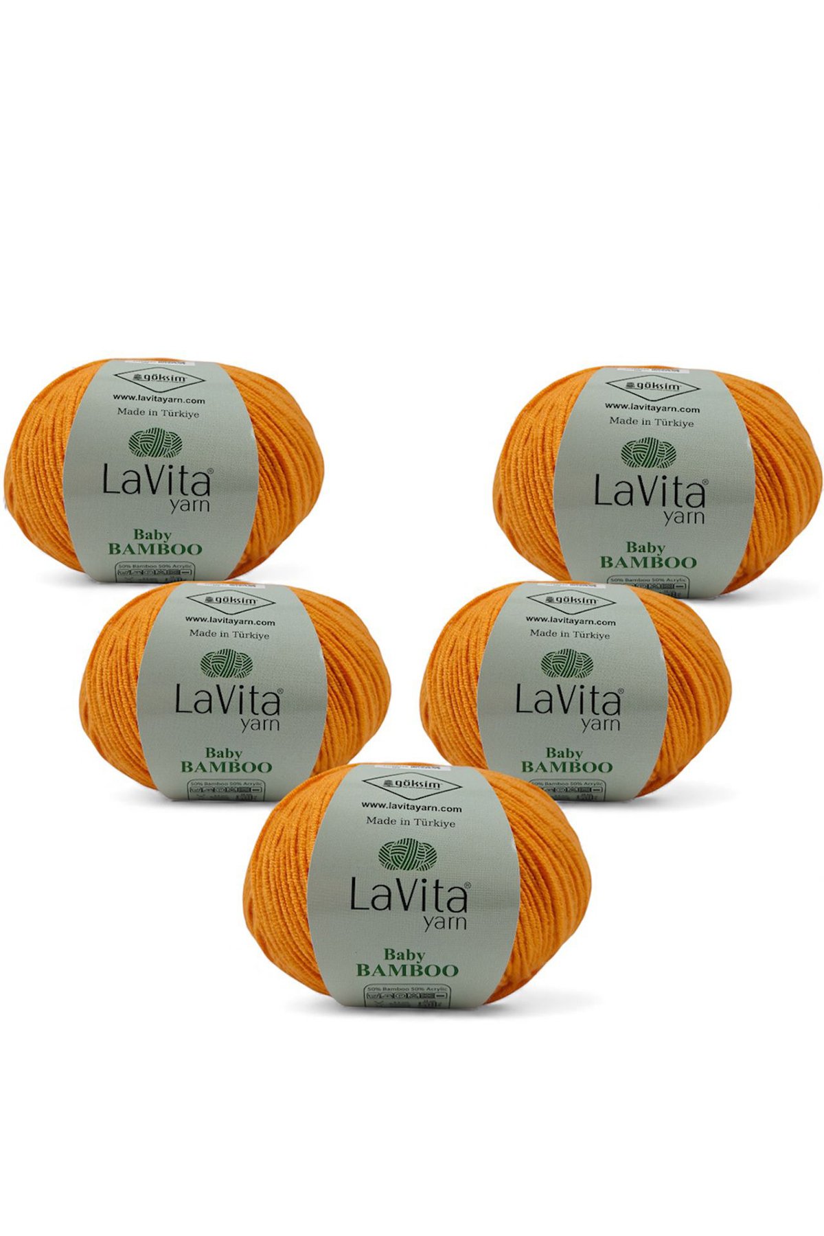 Baby Bamboo El Örgü İpi %50 Bambu %50 Akrilik 250gr 5 ADET (2033 PORTAKAL)