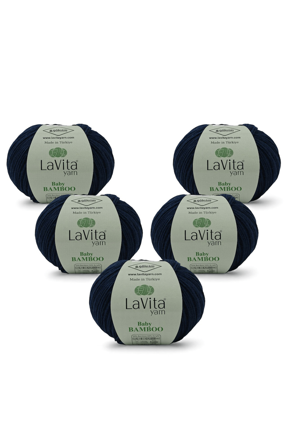 Baby Bamboo El Örgü İpi %50 Bambu %50 Akrilik 250gr 5 ADET (5321 LACİVERT)
