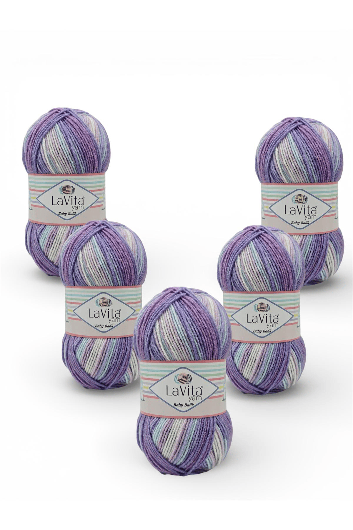 Baby Batik Çok Renkli El Örgü İpi %100 Akrilik 500gr 5 ADET(BY14 MOR LİLA)