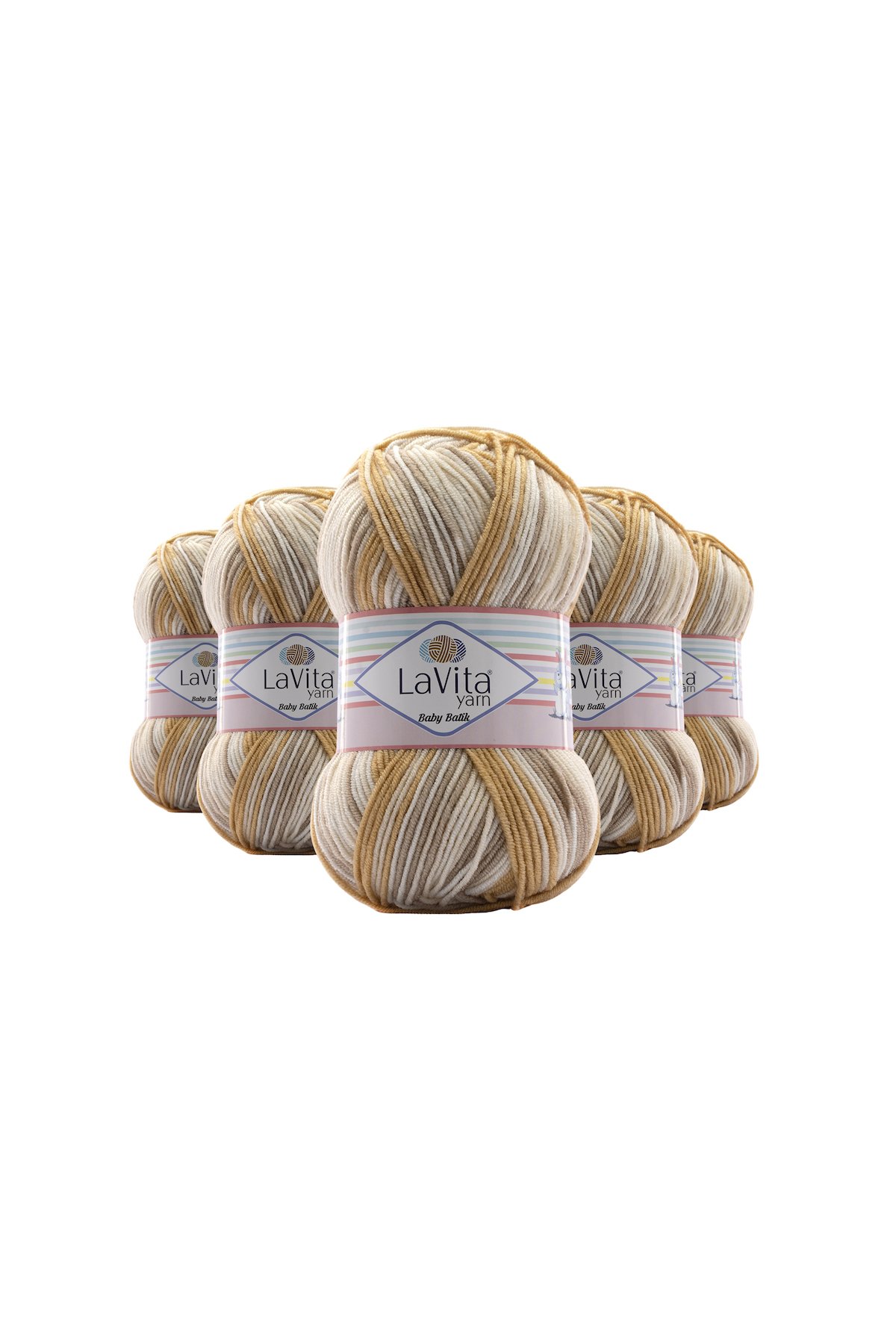Baby Batik Çok Renkli El Örgü İpi %100 Akrilik 500gr 5 ADET (BY01 KAHVE KREM)