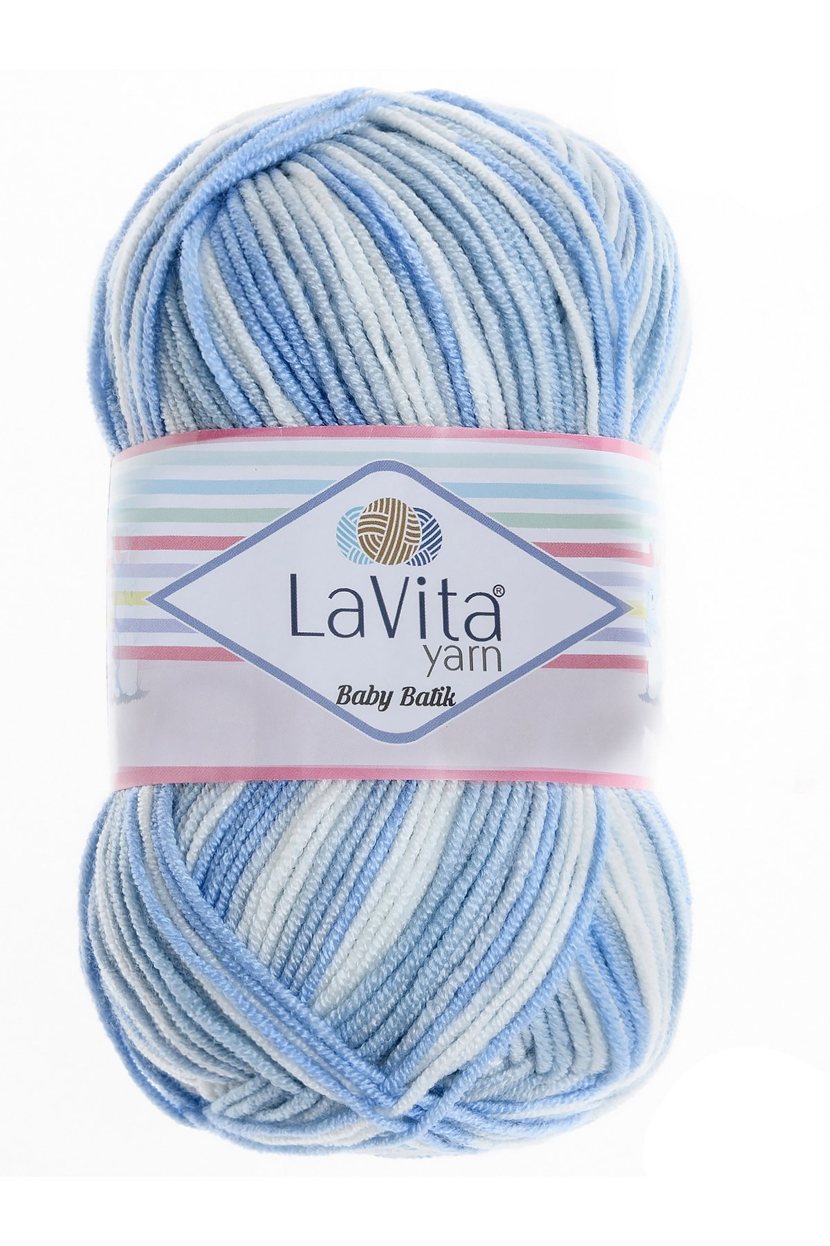 Baby Batik Çok Renkli El Örgü İpi %100 Akrilik 100gr (BY12 AÇIK MAVİ)