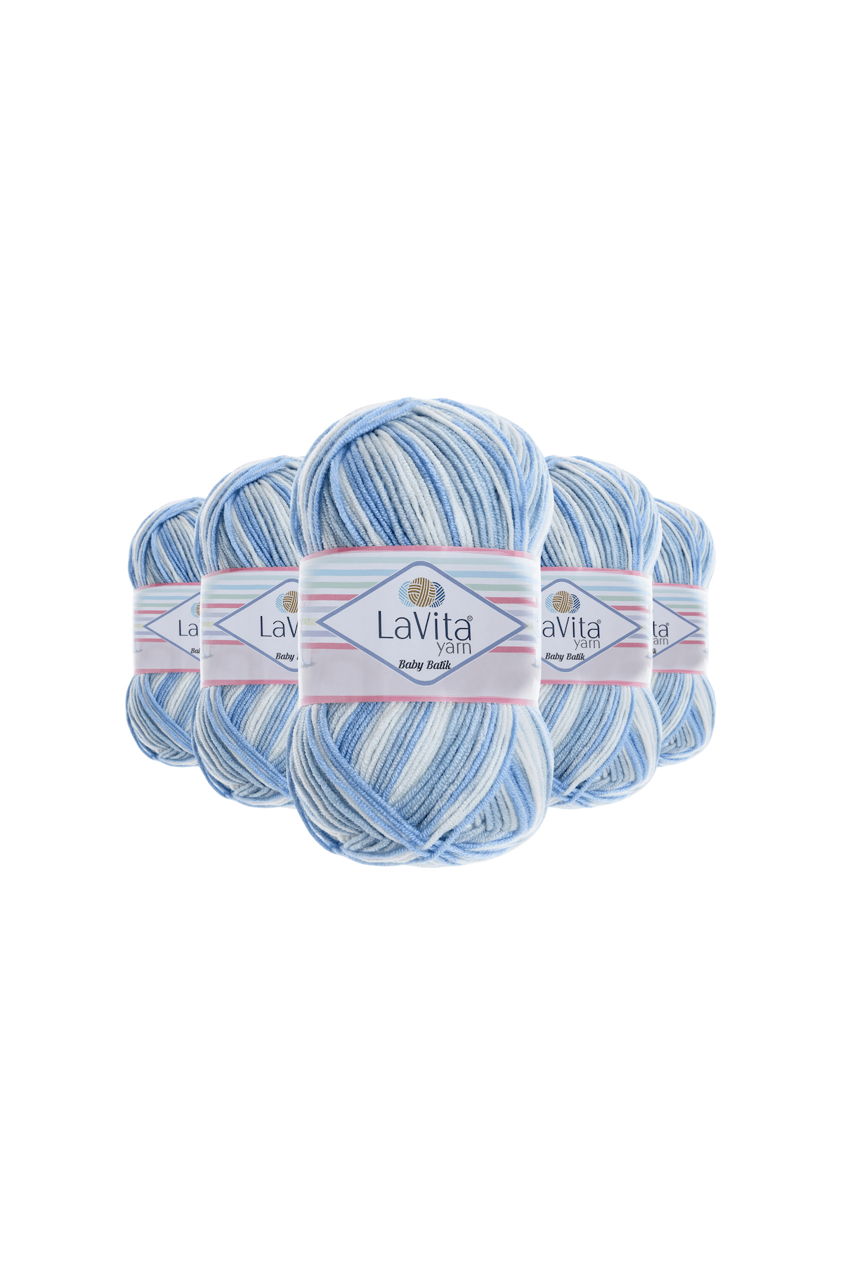 Baby Batik Çok Renkli El Örgü İpi %100 Akrilik 500gr 5 ADET (BY12 AÇIK MAVİ)