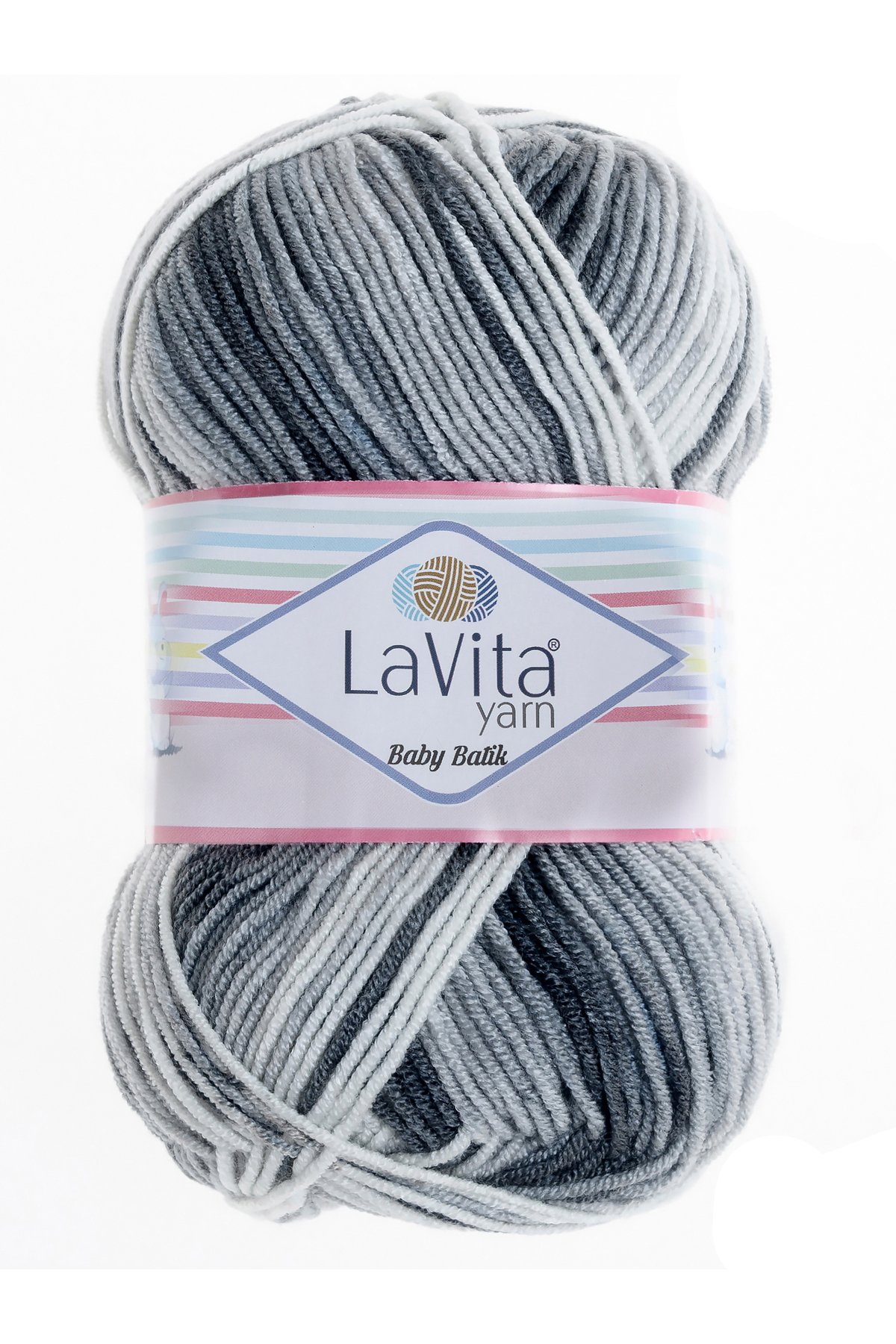 Baby Batik Çok Renkli El Örgü İpi %100 Akrilik 100gr (BY13 GRİ SİYAH)