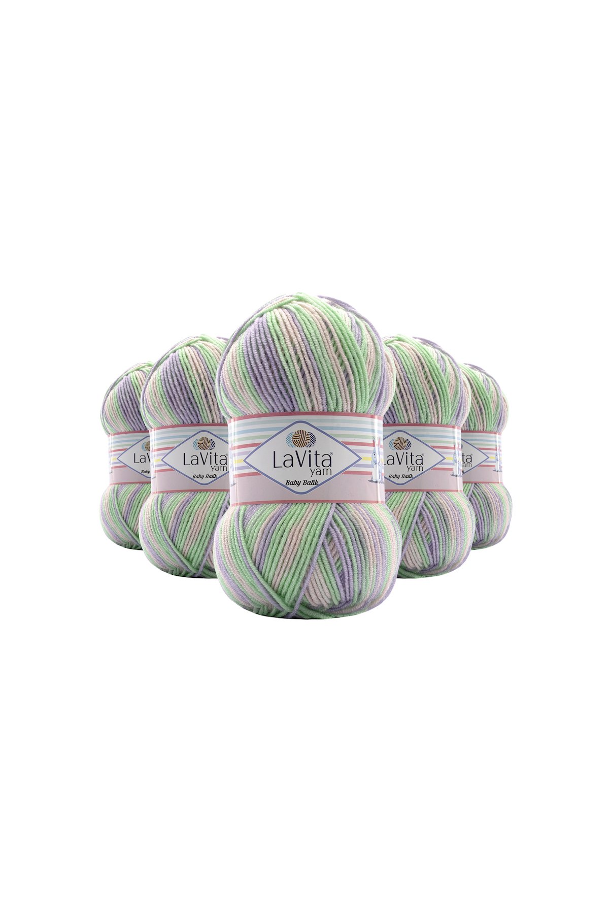 Baby Batik Çok Renkli El Örgü İpi %100 Akrilik 500gr 5 ADET (BY08 MOR YEŞİL)