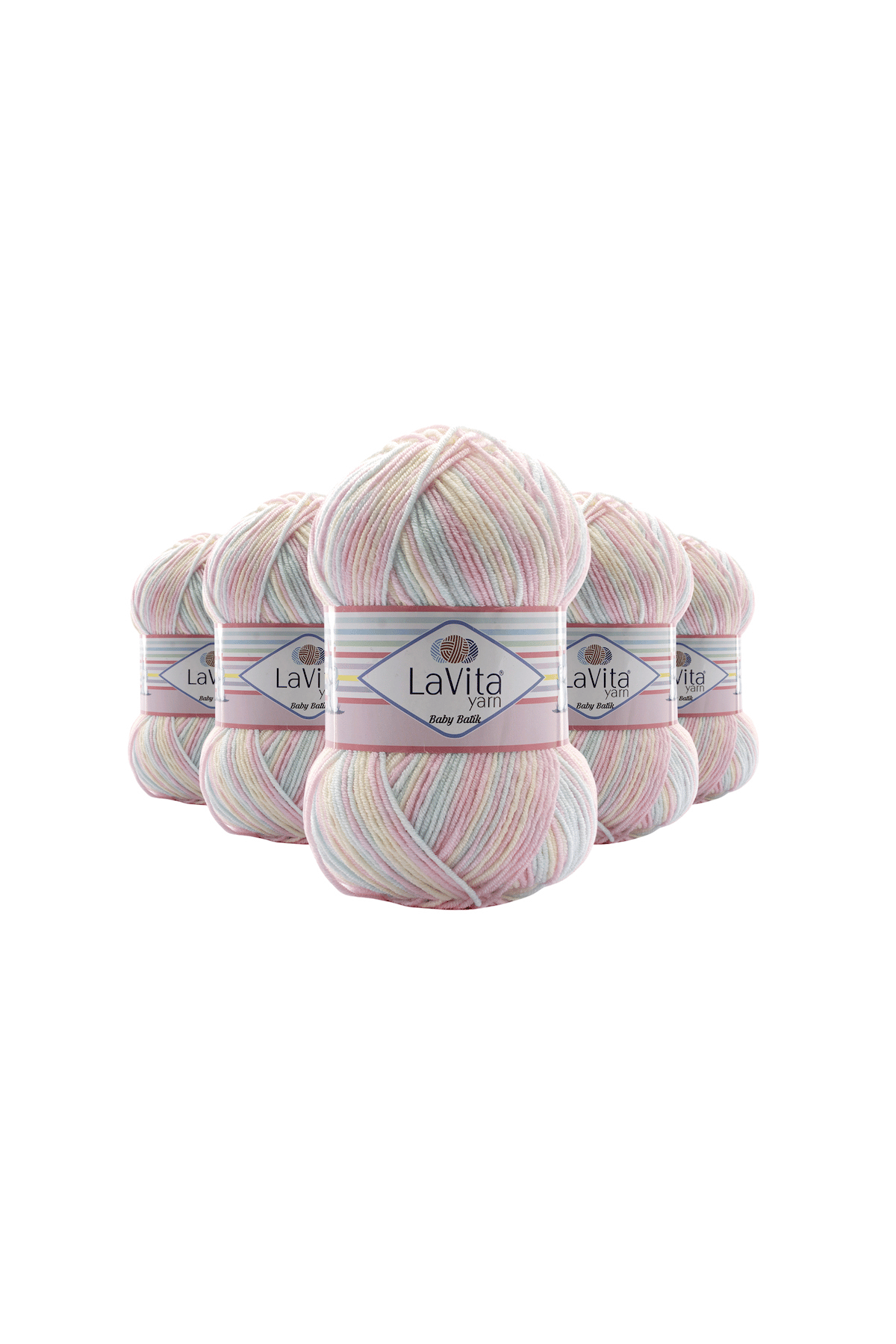 Baby Batik Çok Renkli El Örgü Ipi %100 Akrilik 500gr 5 ADET (BY07 PEMBE MAVİ)