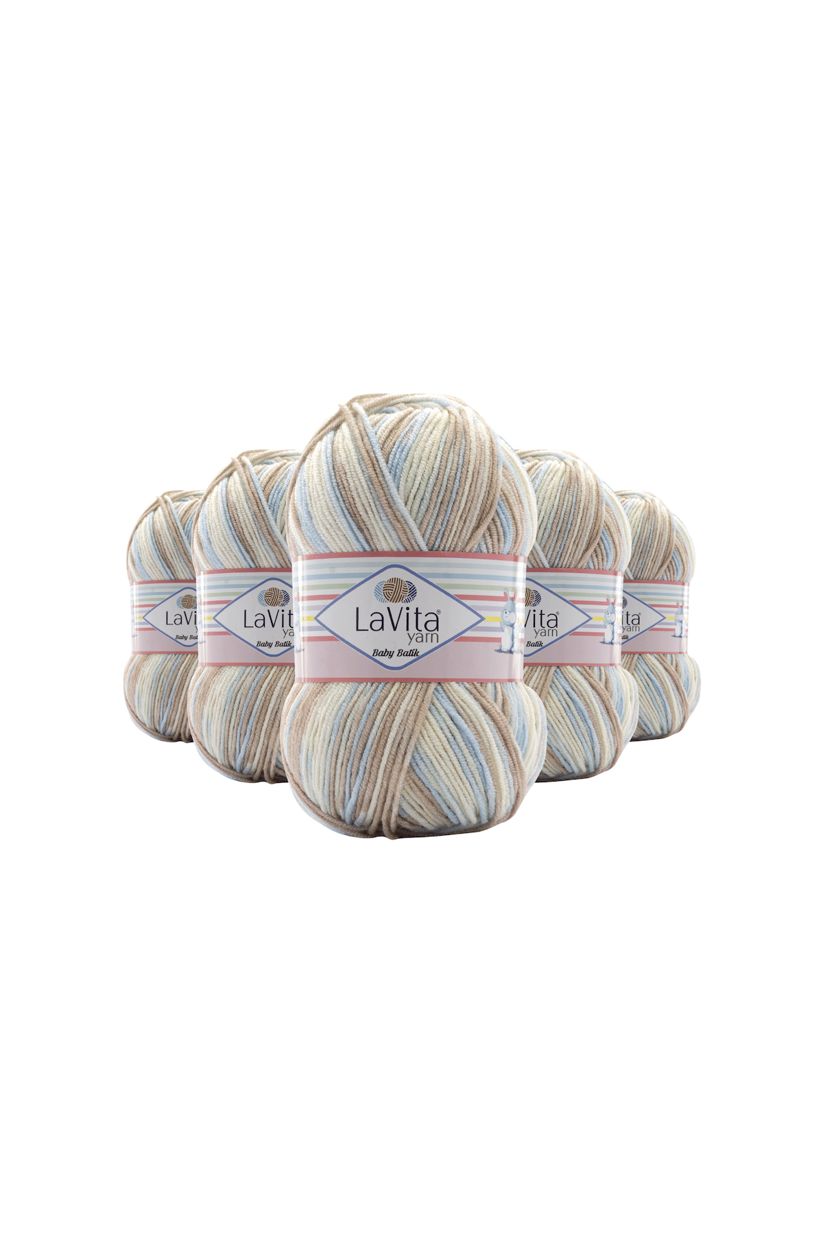 Baby Batik Çok Renkli El Örgü İpi %100 Akrilik 500gr 5 ADET (BY02 MAVİ KAHVE)