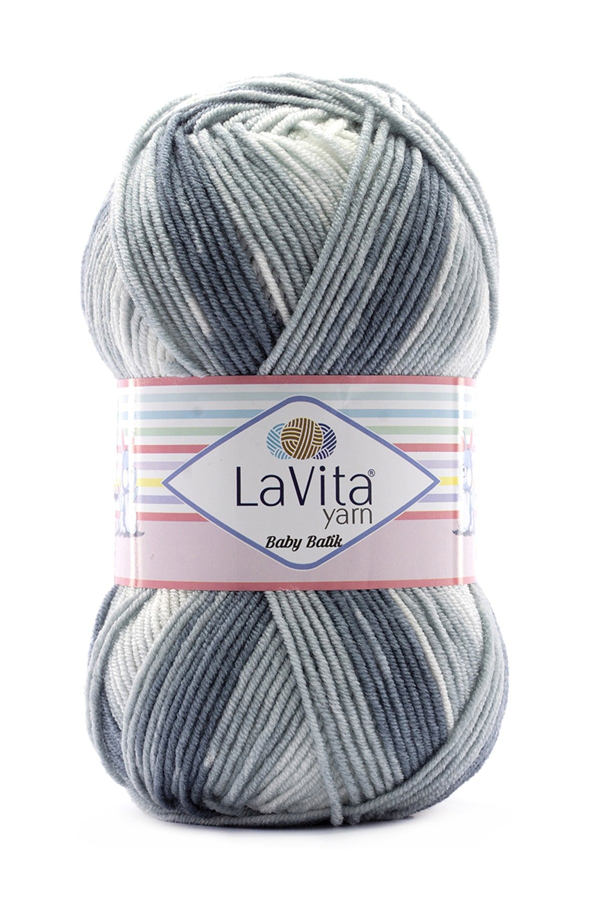 Baby Batik Çok Renkli El Örgü İpi %100 Akrilik 100gr (BY05 ORTA GRİ)