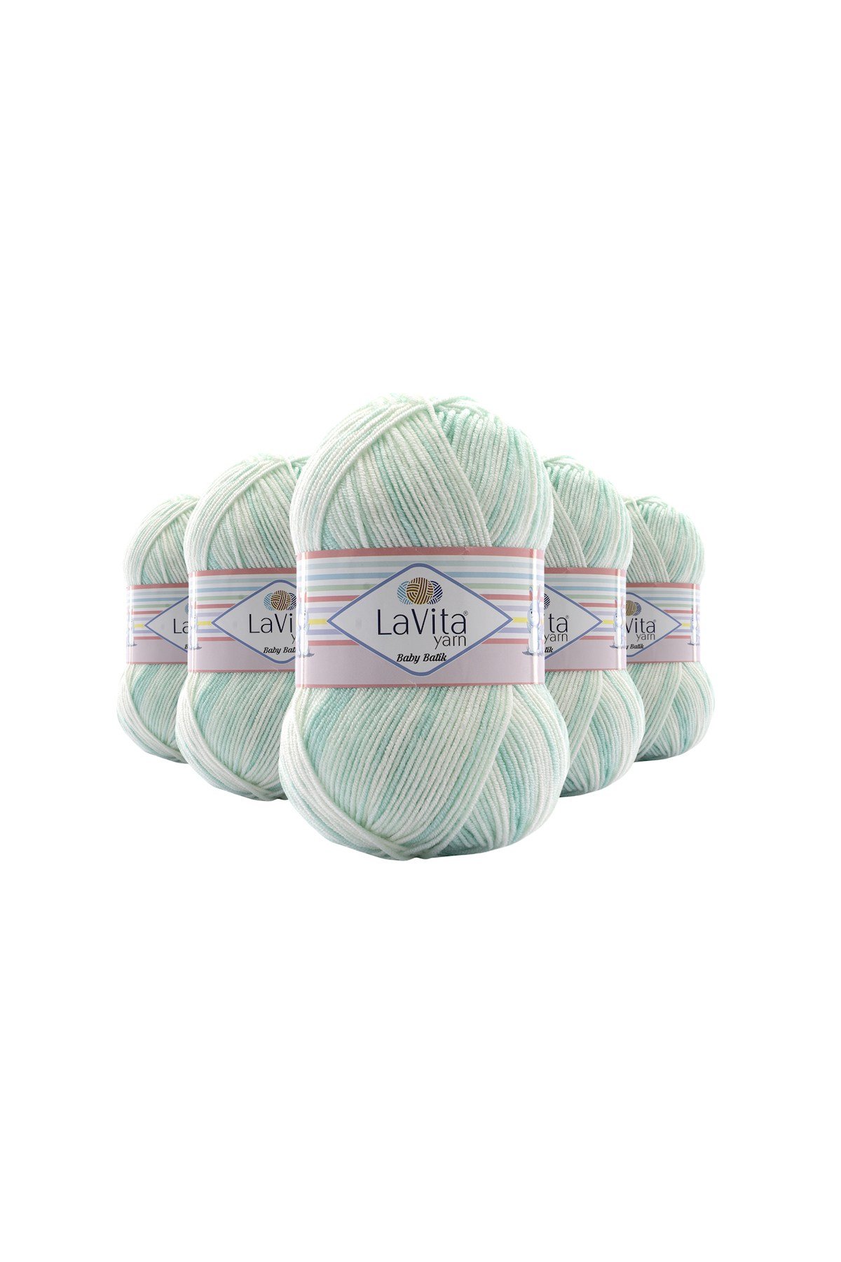 Baby Batik Çok Renkli El Örgü İpi %100 Akrilik 500gr 5 ADET (BY03 SU YEŞİLİ)