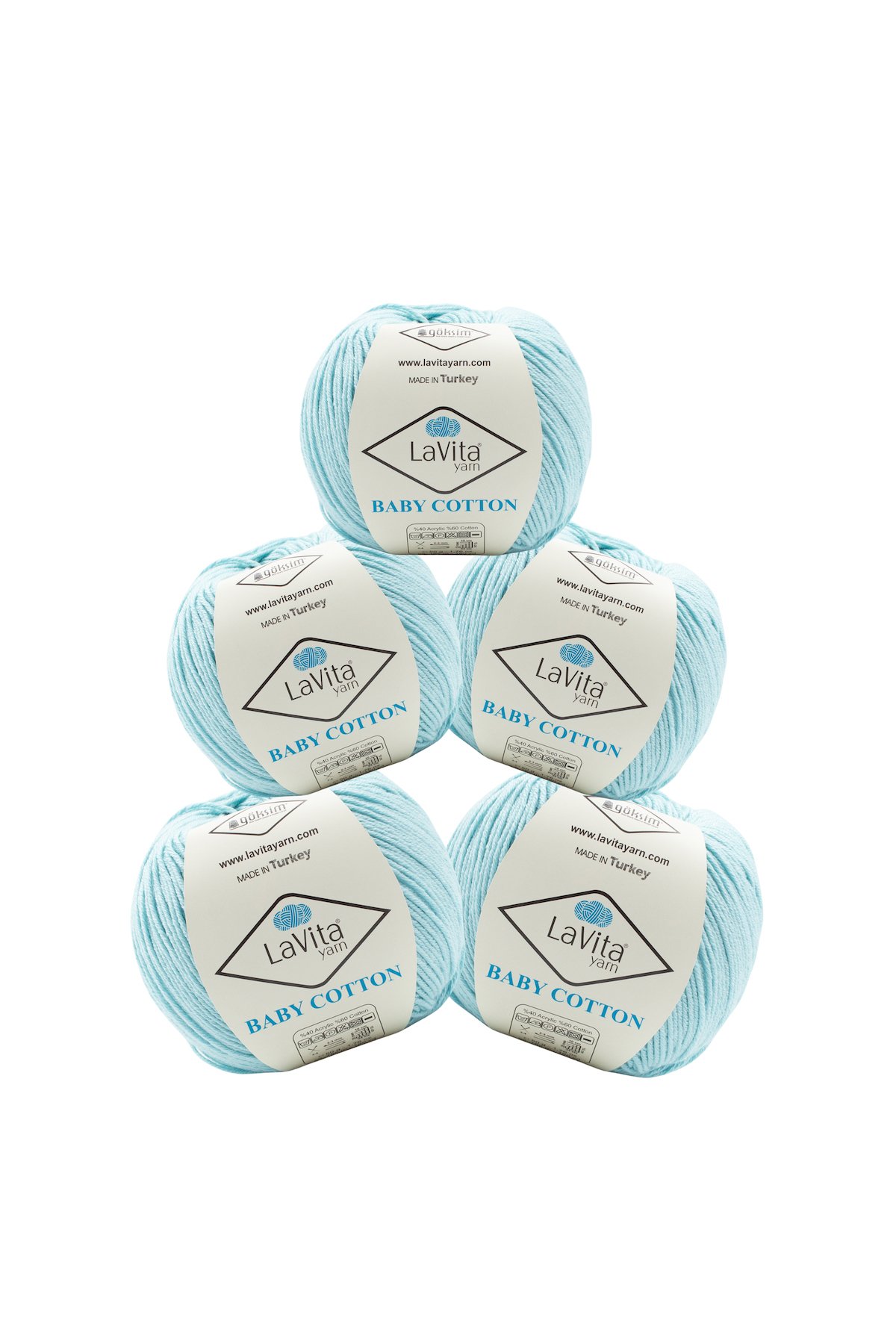 Baby Cotton Amigurumi Ve El Örgü İpi %40 Akrilik %60 Cotton 250gr 5 ADET (5002 AÇIK MAVİ)