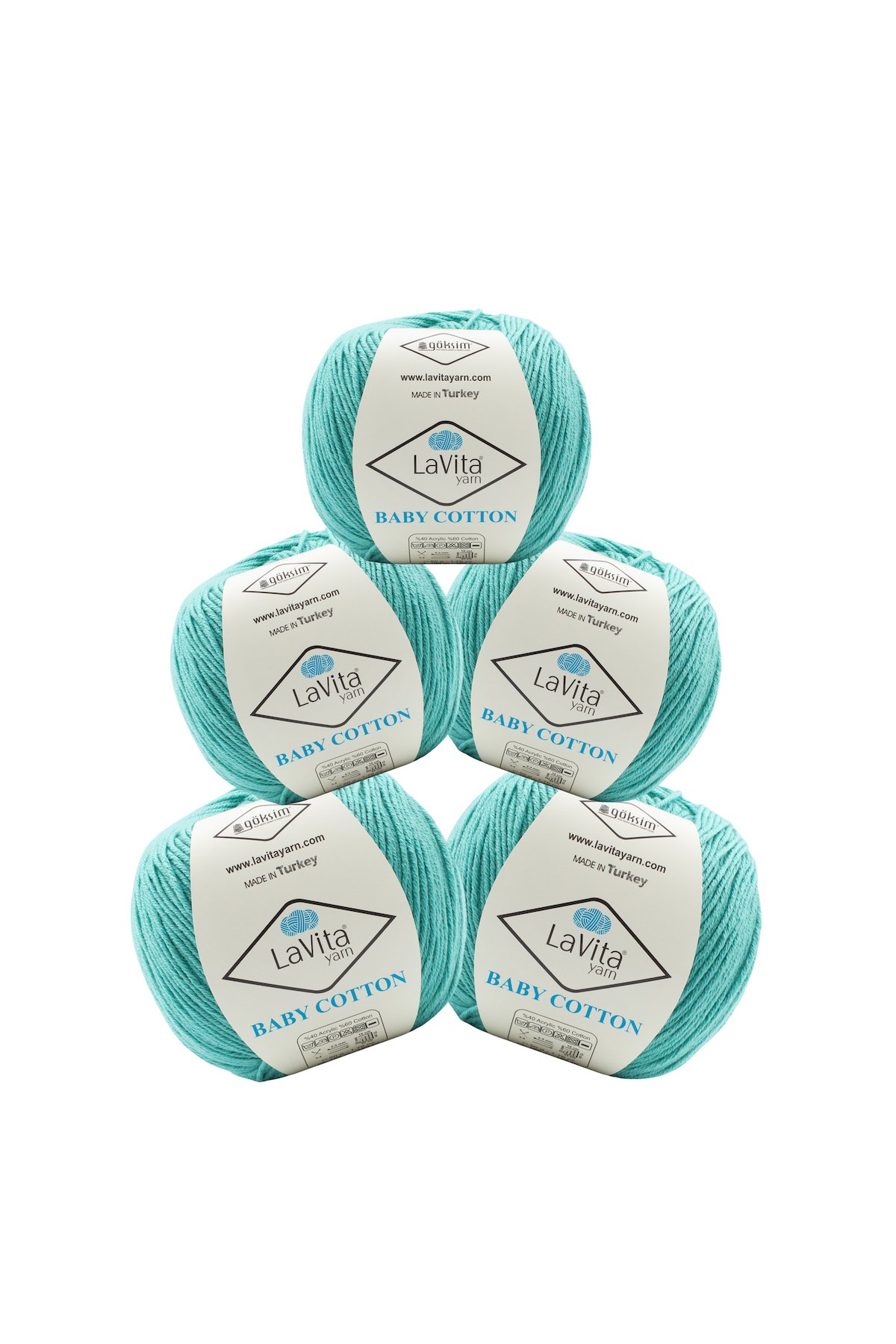 Baby Cotton Amigurumi Ve El Örgü İpi %40 Akrilik %60 Cotton 250gr 5 ADET (5043 ŞEKER TURKUAZ)