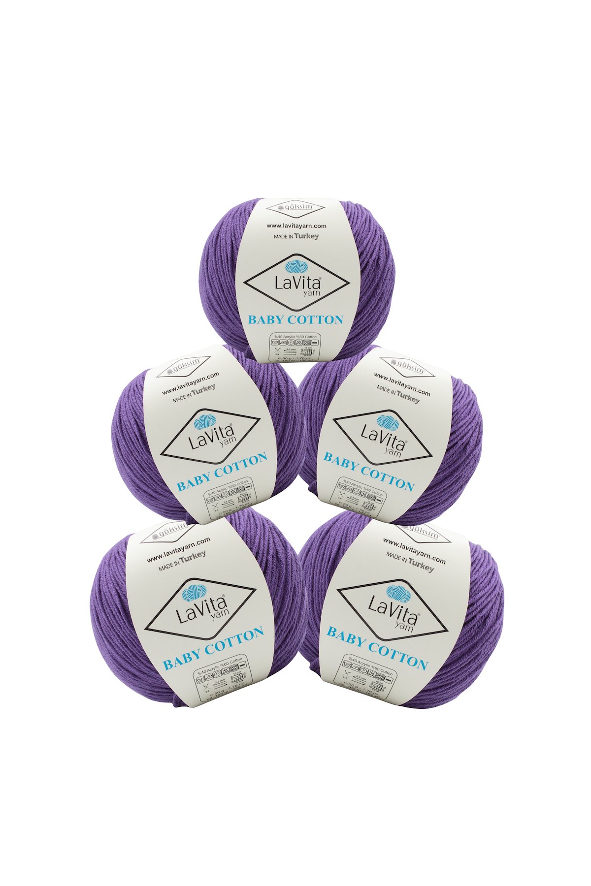 Baby Cotton Amigurumi Ve El Örgü İpi %40 Akrilik %60 Cotton 250gr 5 ADET (5107 LAVANTA MOR)