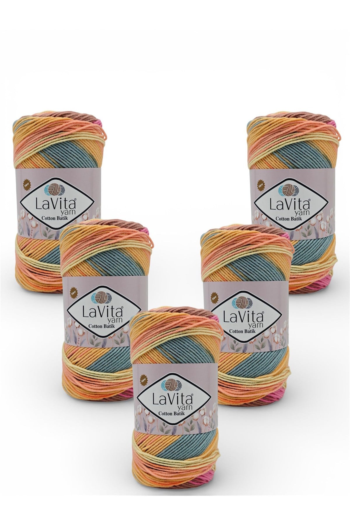 Cotton Batik El Örgü İpi %60 Pamuk %40 Akrilik 500gr 5 ADET (CB22 KARANFİL)