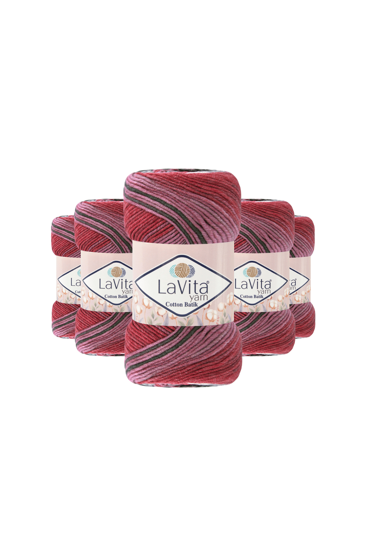 Cotton Batik El Örgü İpi %60 Pamuk %40 Akrilik 500gr 5 ADET (CB22 KARANFİL)