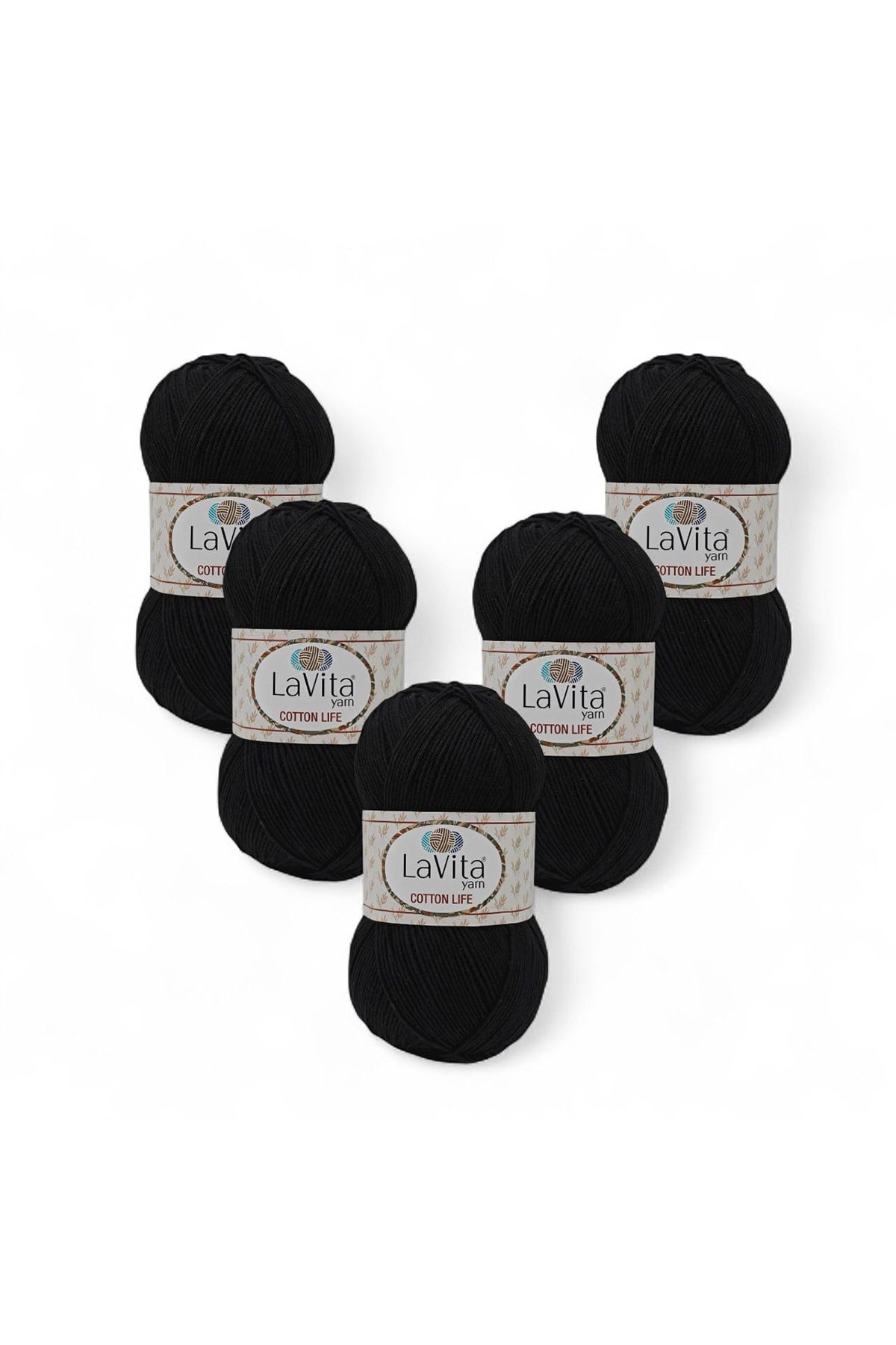 Cotton Life El Örgü İpi %50 Pamuk %50 Akrilik 500gr 5 ADET (6500 SİYAH)