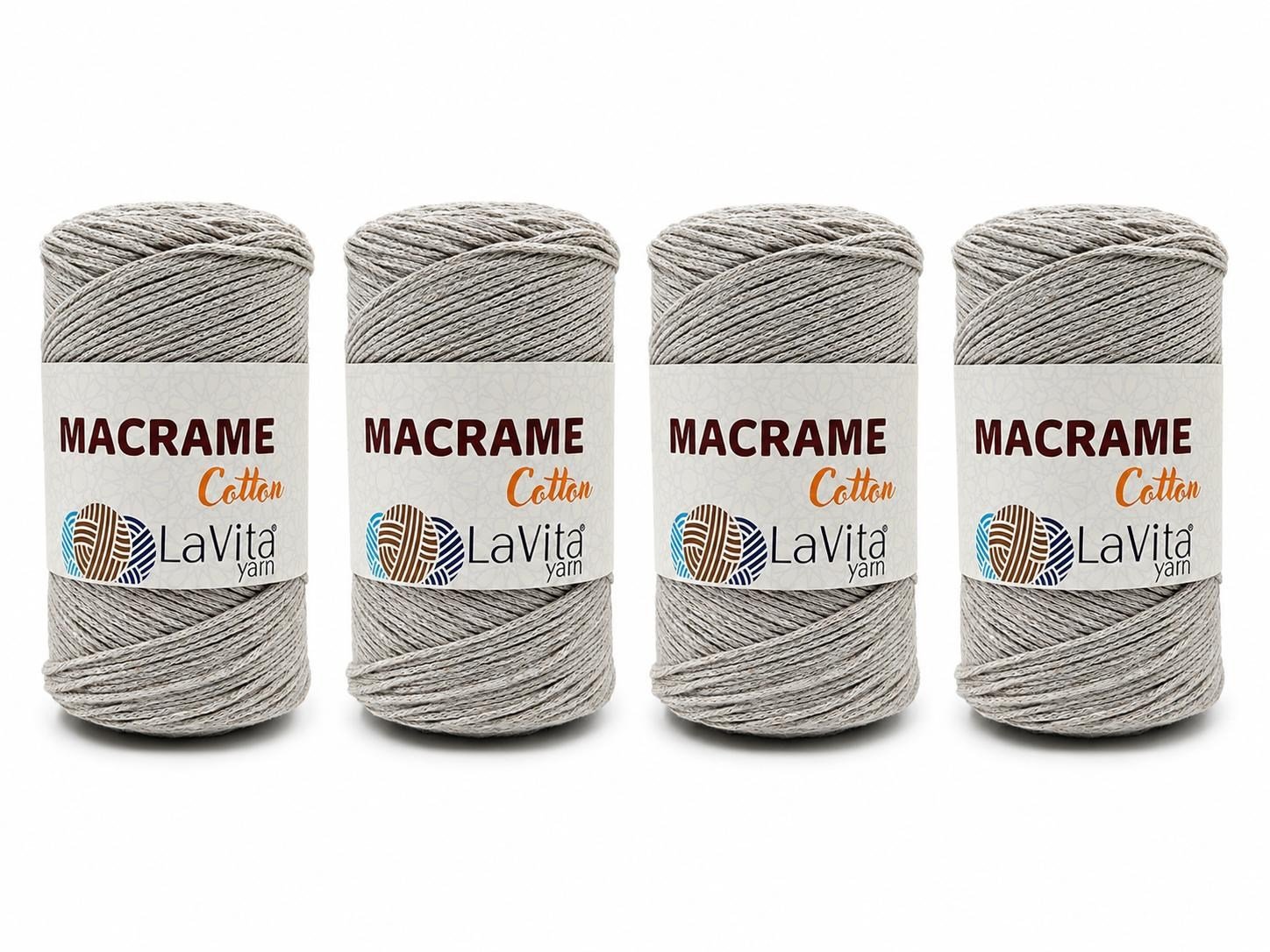 LaVita Macrame Cotton El Örgü İpi %100 Pamuk 1 KİLOGRAM 4 ADET (25 TAŞ BEJ)