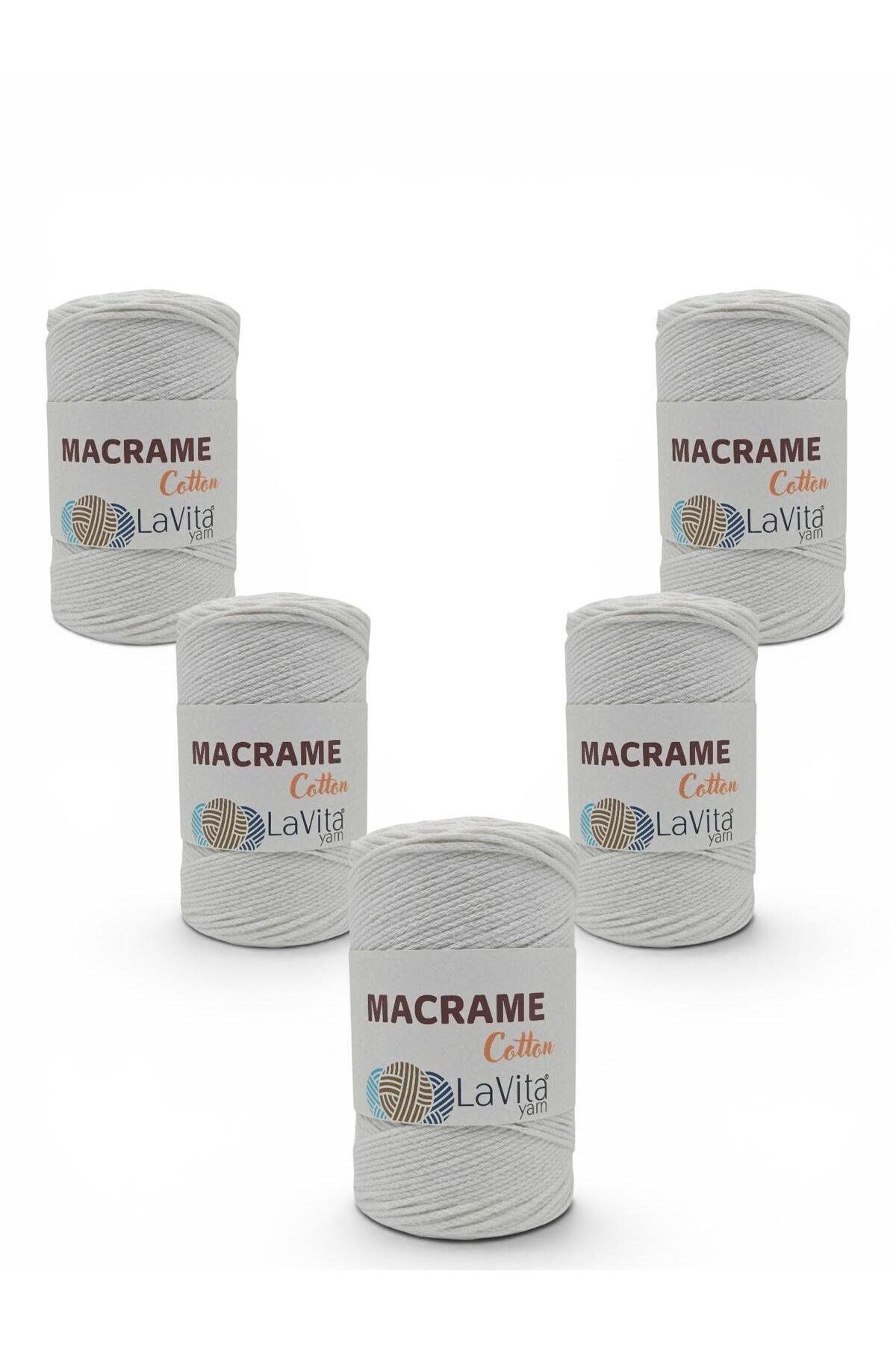 LaVita Macrame Cotton El Örgü İpi %100 Polyester 1 KİLOGRAM 4 ADET (1 EKRU)