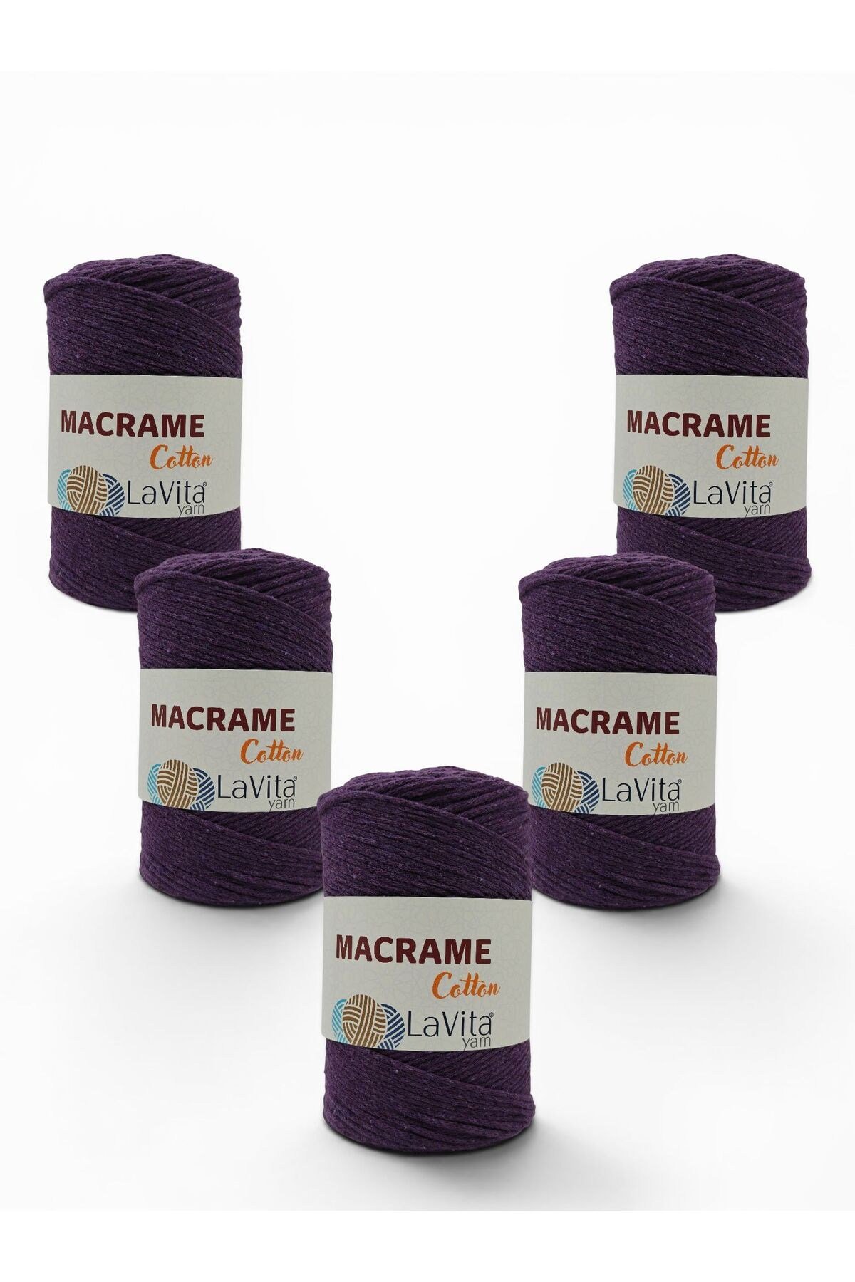 LaVita Macrame Cotton El Örgü İpi %100 Polyester 1 KİLOGRAM 4 ADET (29 MOR)