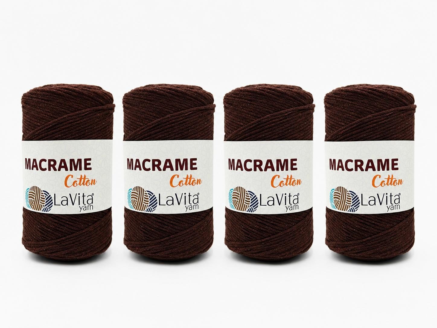 LaVita Macrame Cotton El Örgü İpi %100 Pamuk 1 KİLOGRAM 4 ADET (11 AÇIK KAHVE)
