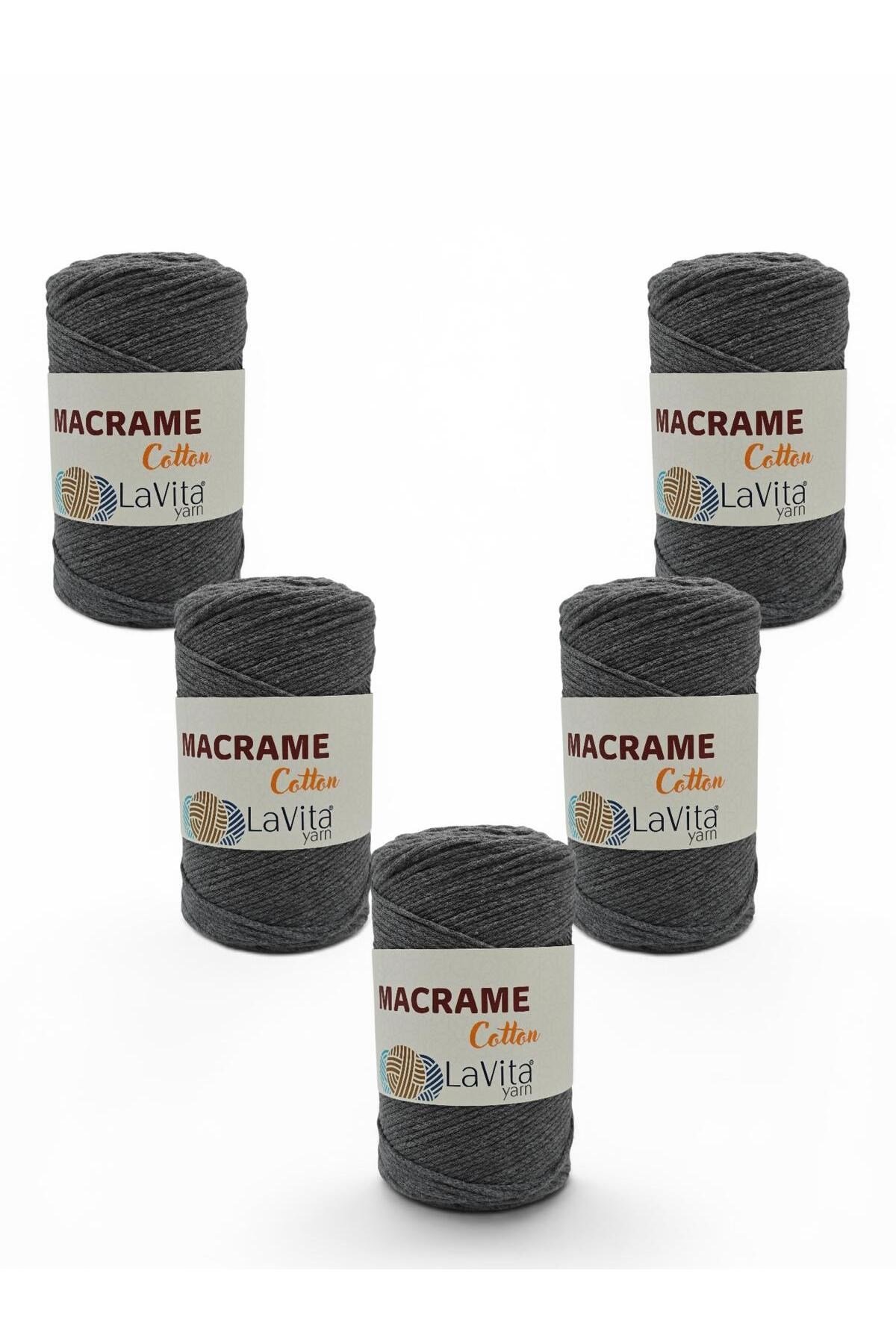 LaVita Macrame Cotton El Örgü İpi %100 Polyester 1 KİLOGRAM 4 ADET (39 O.GRİ)