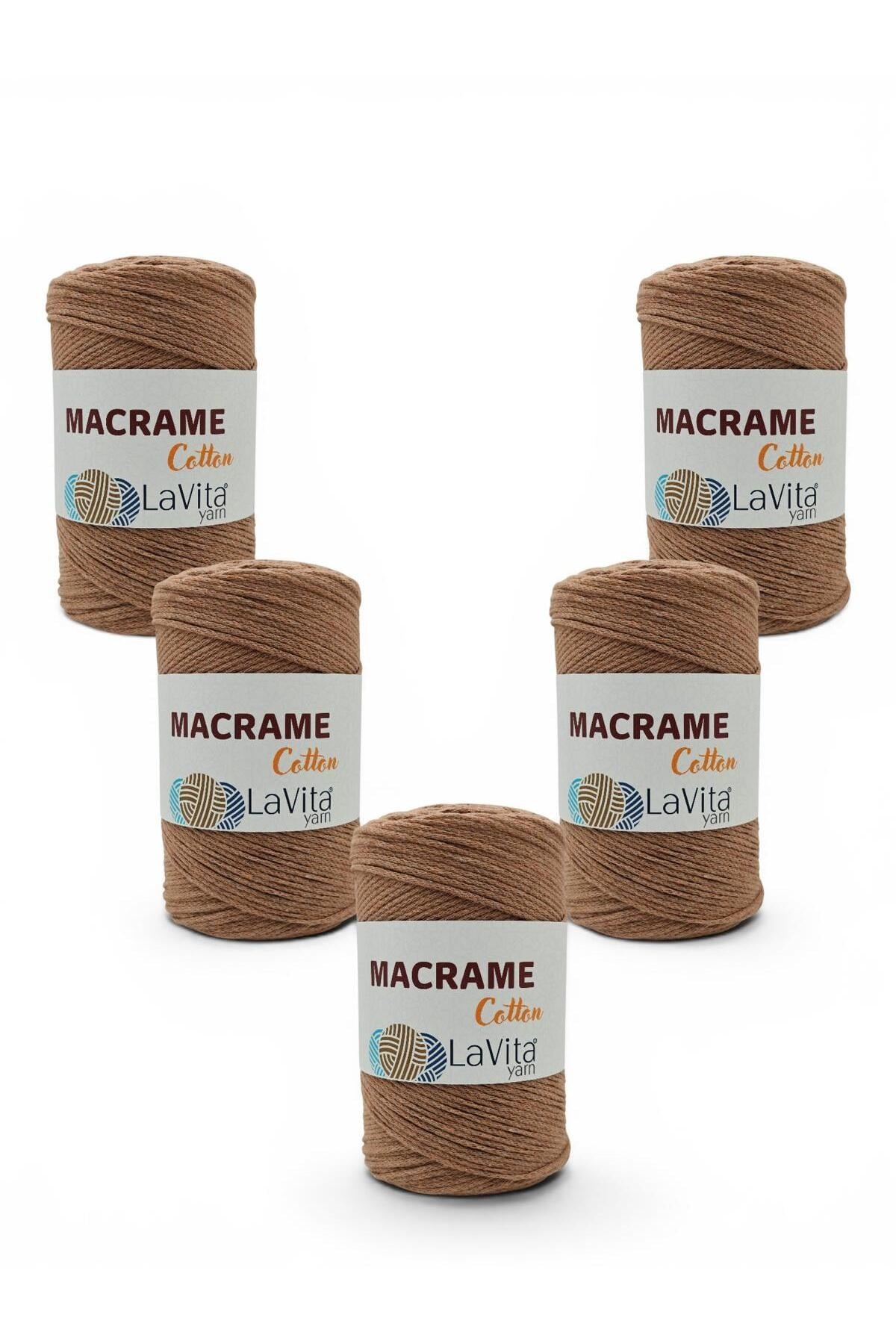 LaVita Macrame Cotton El Örgü İpi %100 Polyester 1 KİLOGRAM 4 ADET (35 AÇIK SOĞAN)